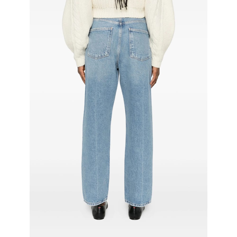 Agolde Denim Trousers With Belt Loops In Blue