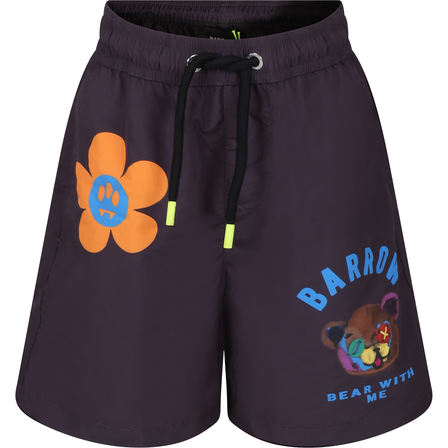 Barrow Kids' Black Swim Shorts For Boy With Smiley And Logo