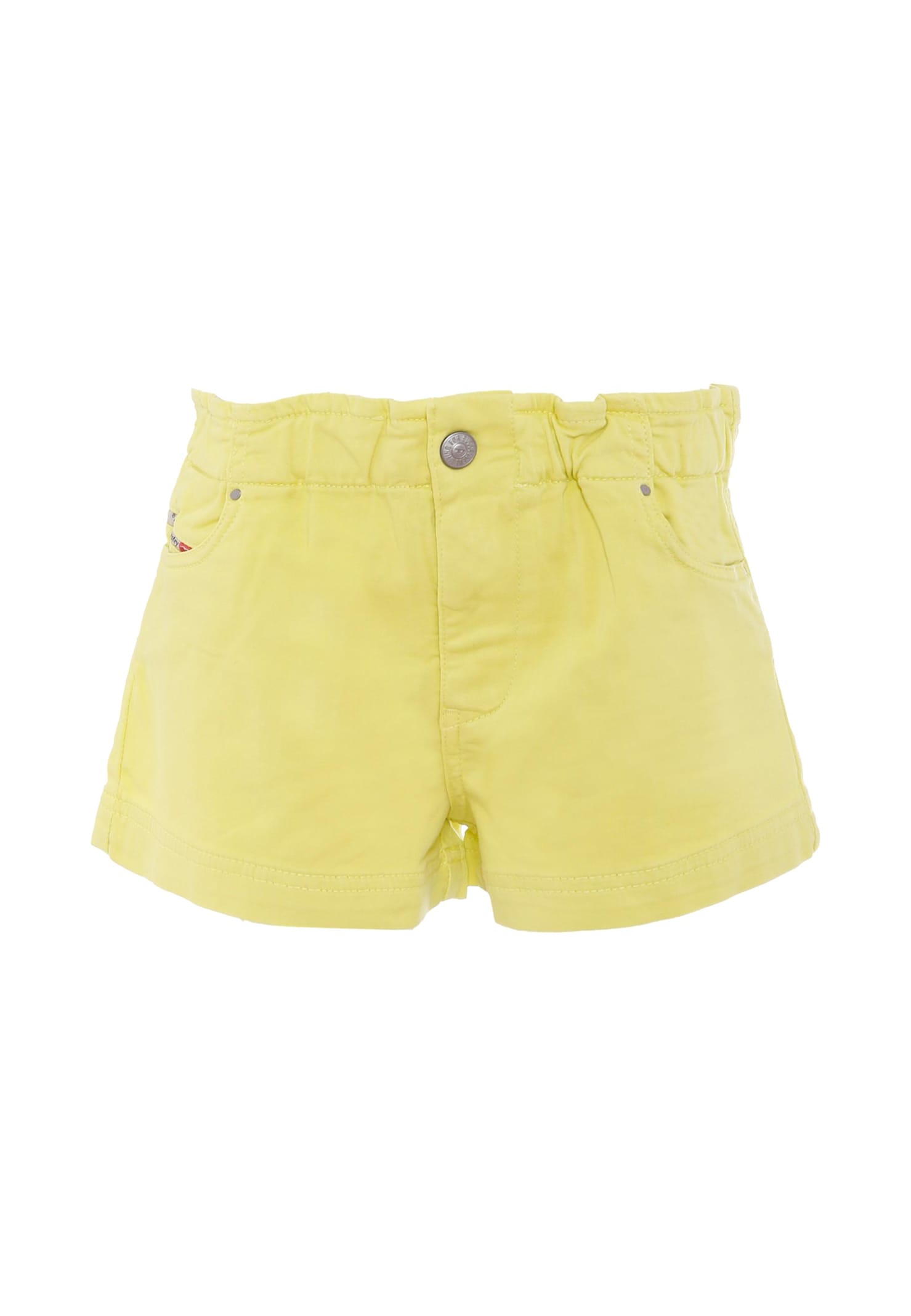 Diesel Yellow Shorts For Girl With Logo In Yellow