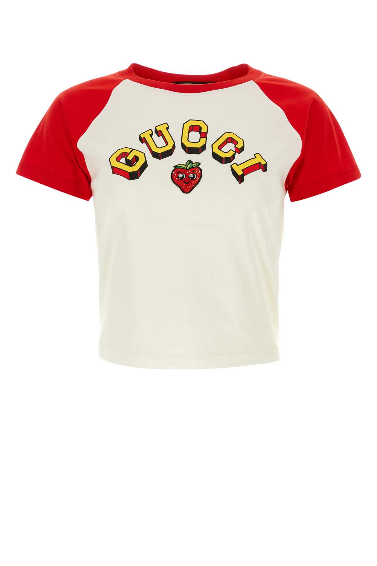 Shop Gucci White Cotton T-shirt In Sunlightlivermix