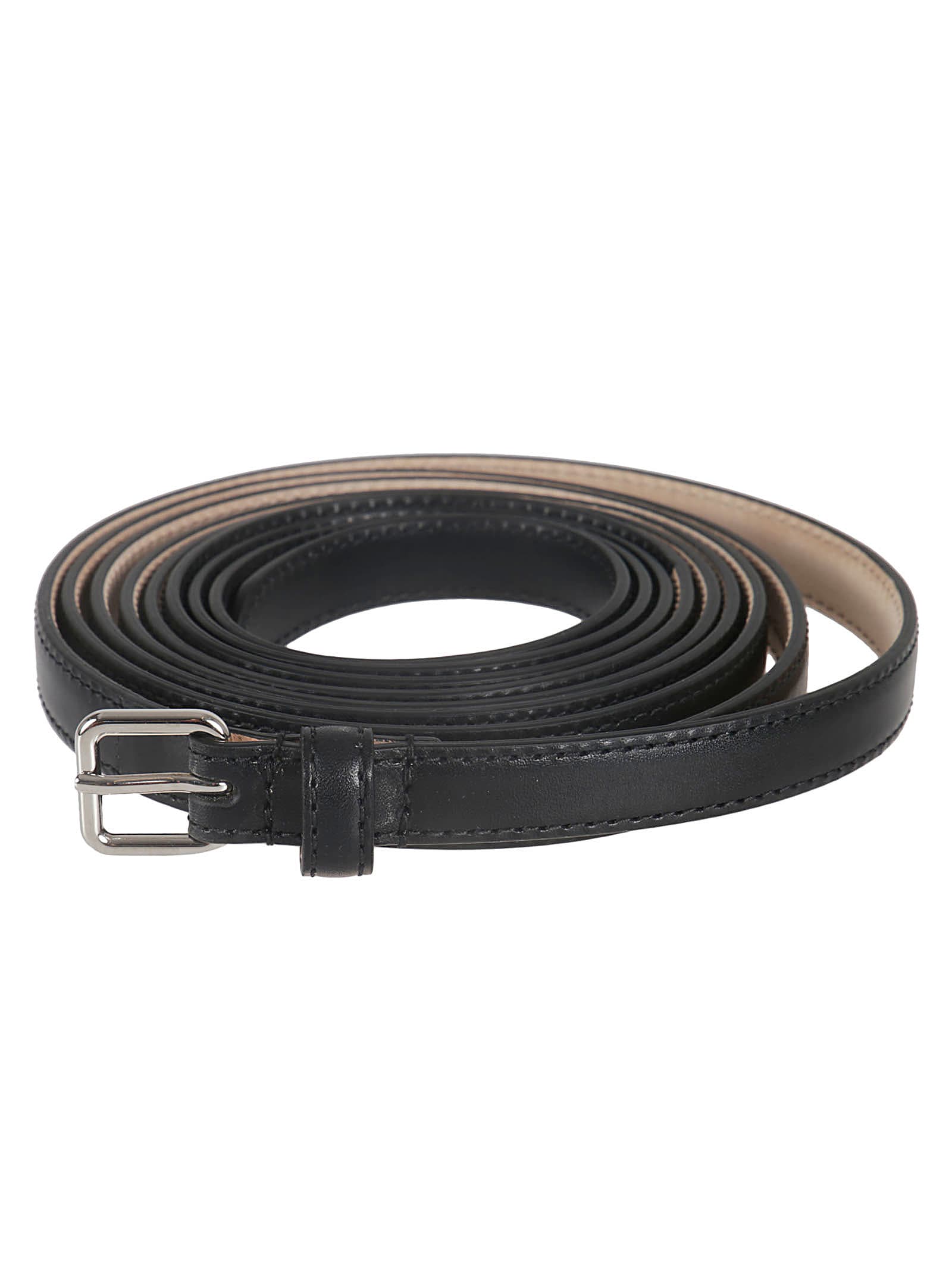 Shop Alexander Mcqueen Long Thin Double Belt In Black