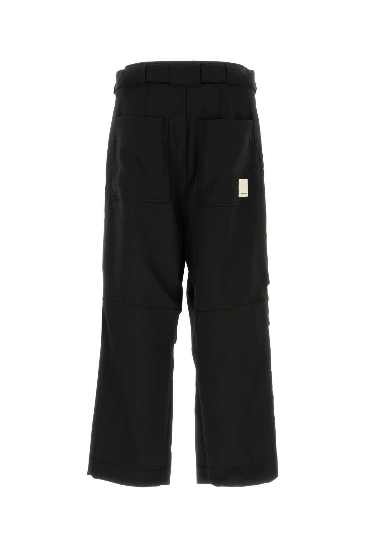 Shop Emporio Armani Black Stretch Polyester Blend Pant