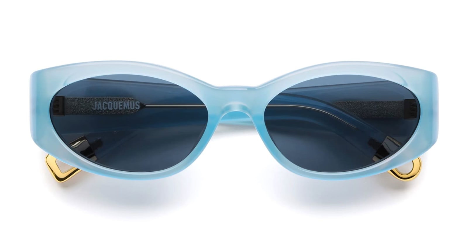 Shop Jacquemus Ovalo - Light Blue Sunglasses In Ovalo Blue Pearl Yellow