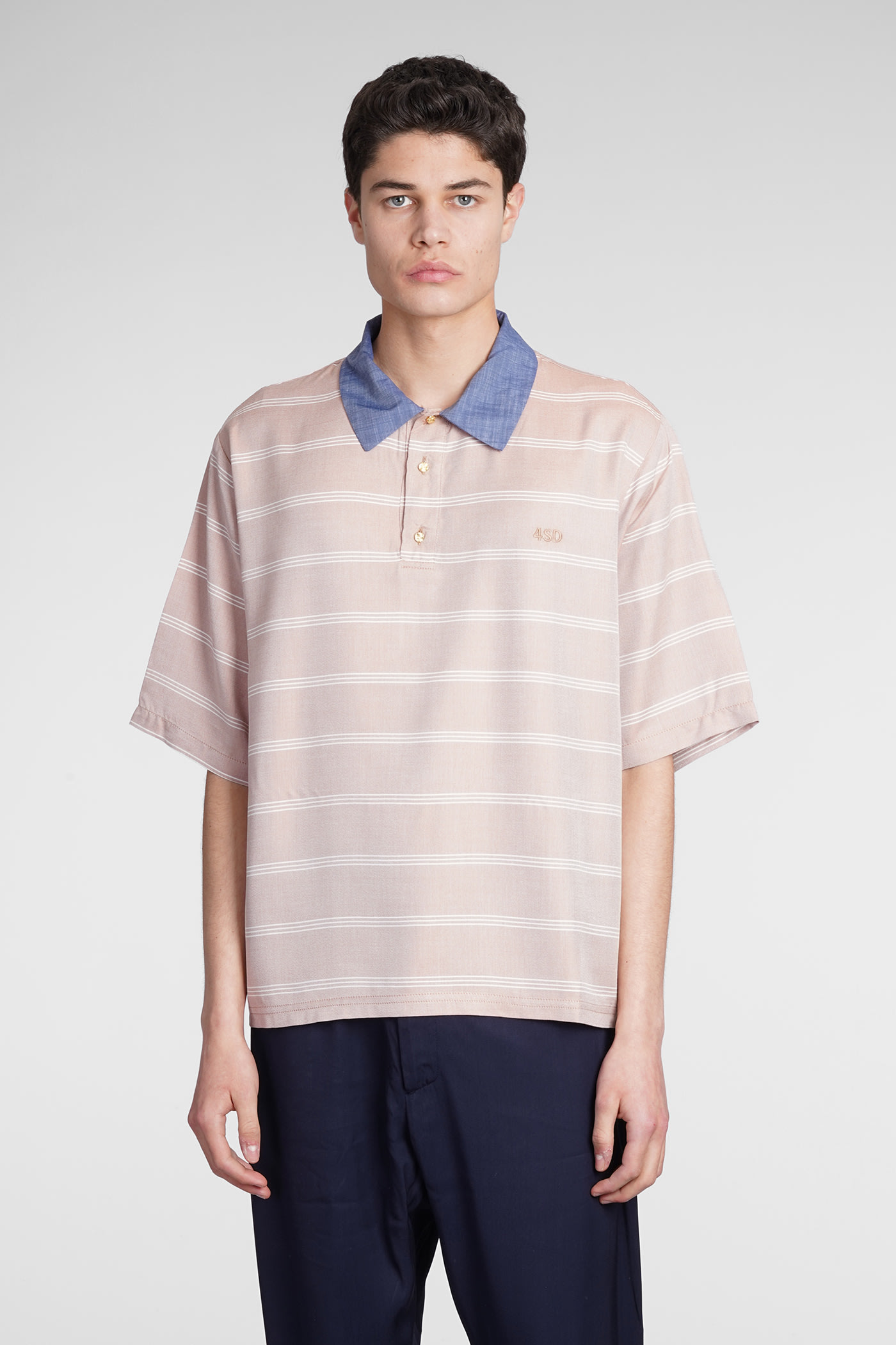 4SDESIGNS POLO IN ROSE-PINK VISCOSE