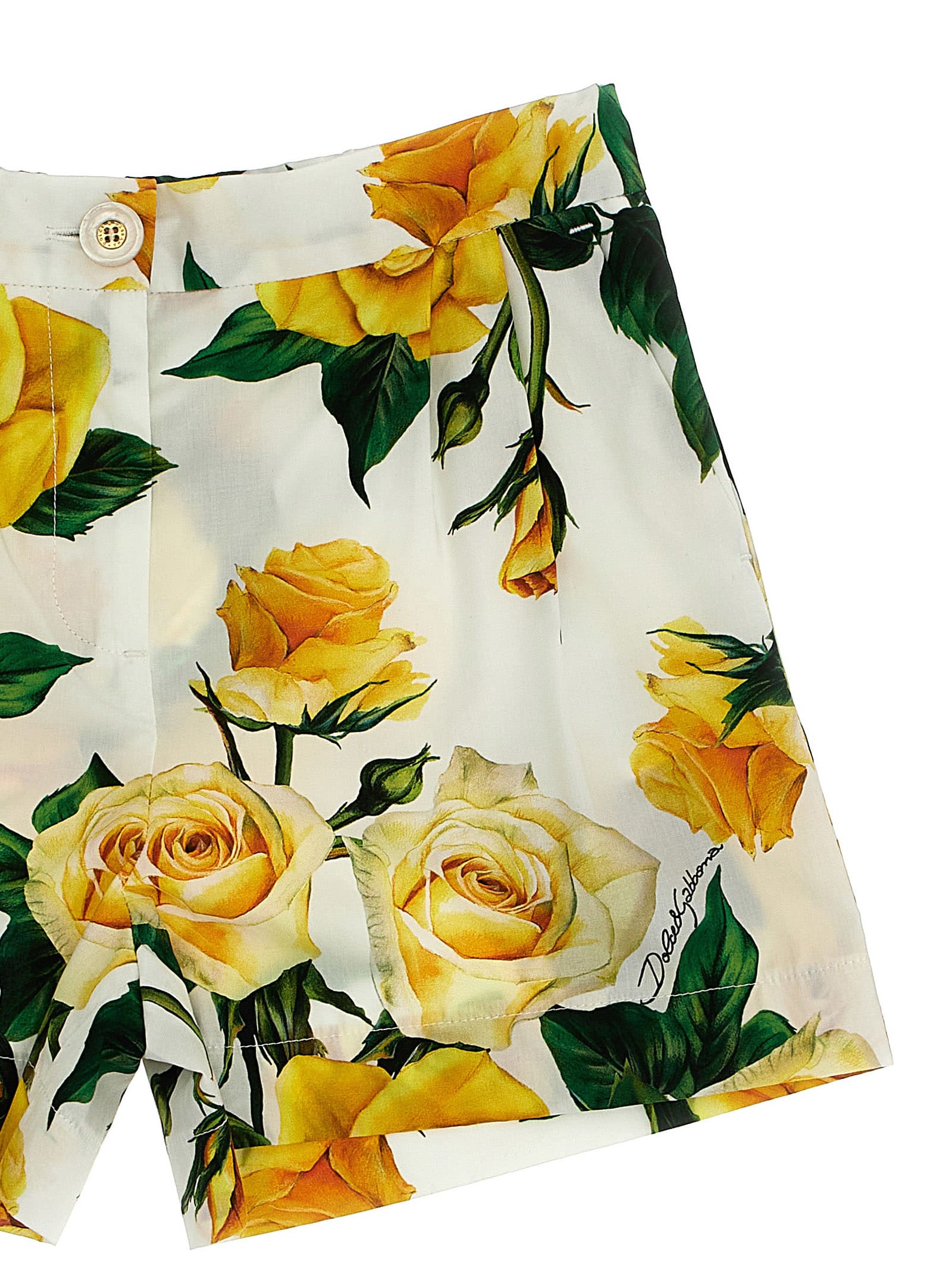 Shop Dolce & Gabbana Rose Gialle Shorts In Bianco