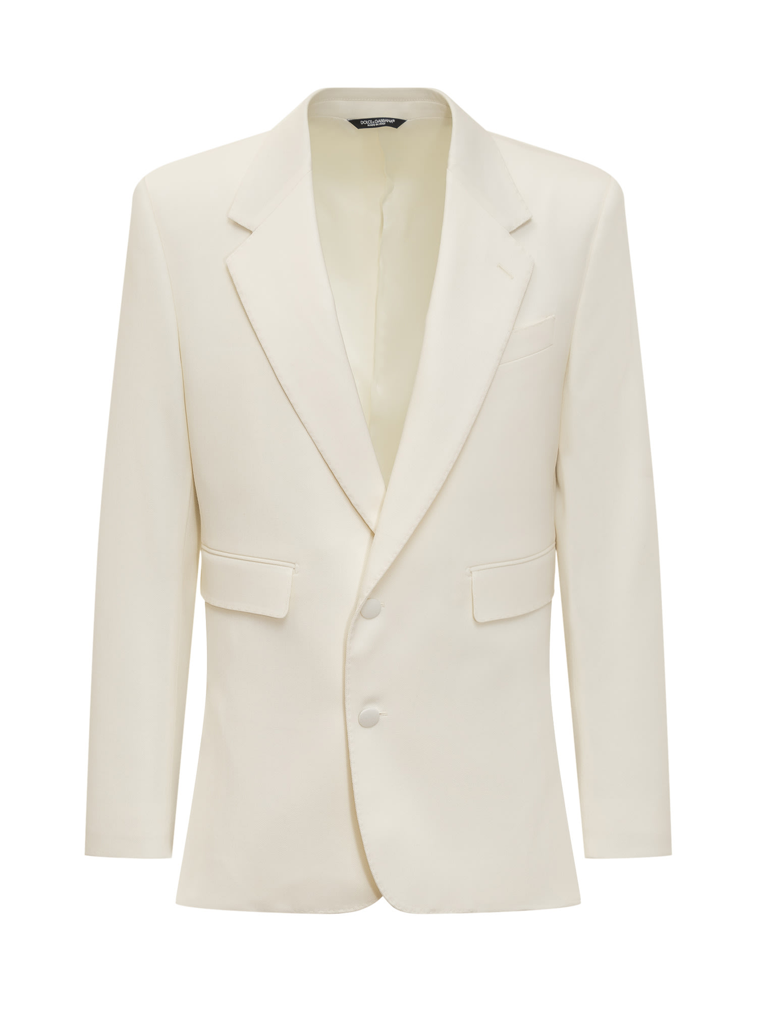 Shop Dolce & Gabbana Virgin Wool Jacket In Bianco Naturale