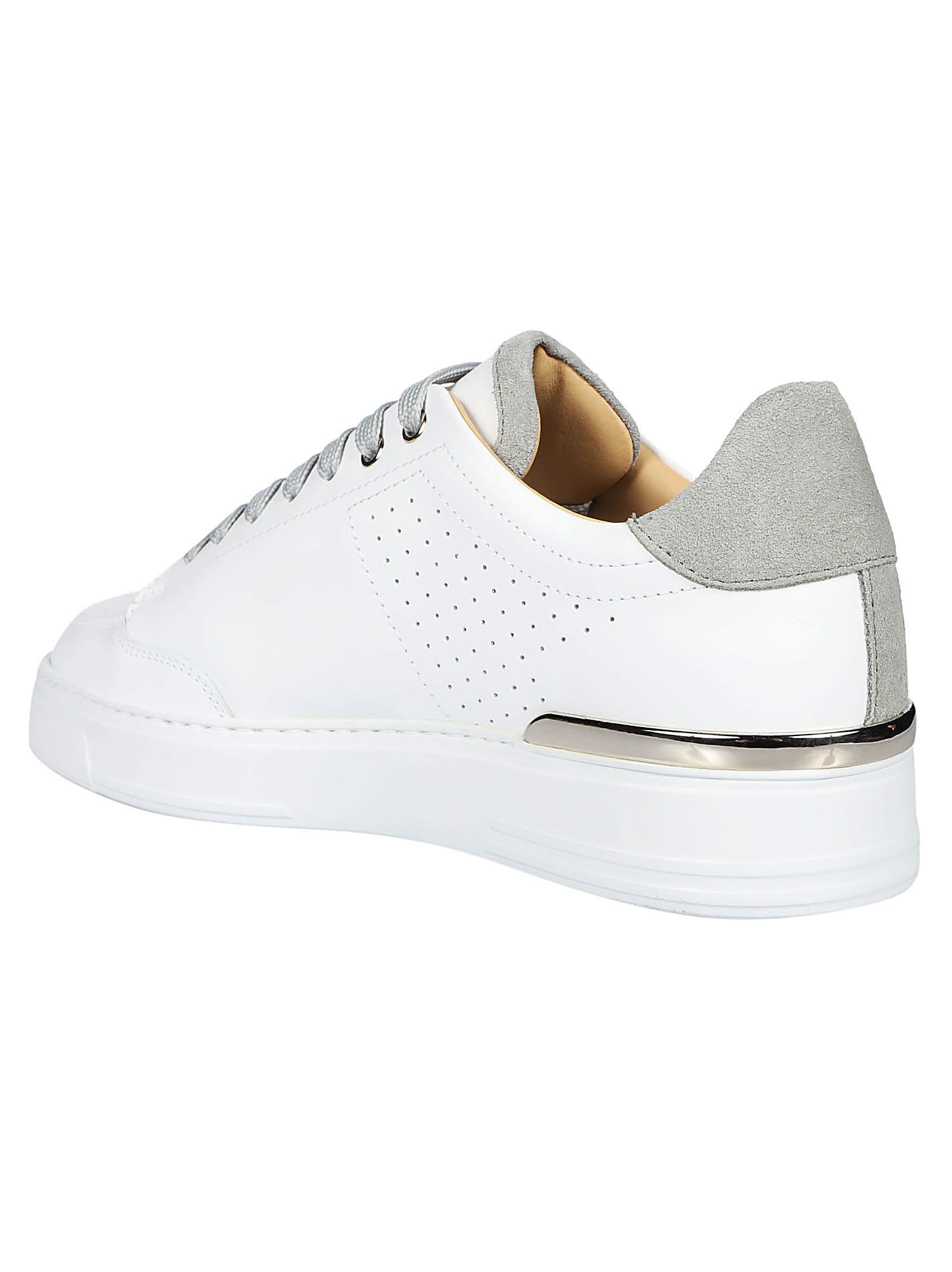 Shop Philipp Plein Low Top Sneakers In White/grey