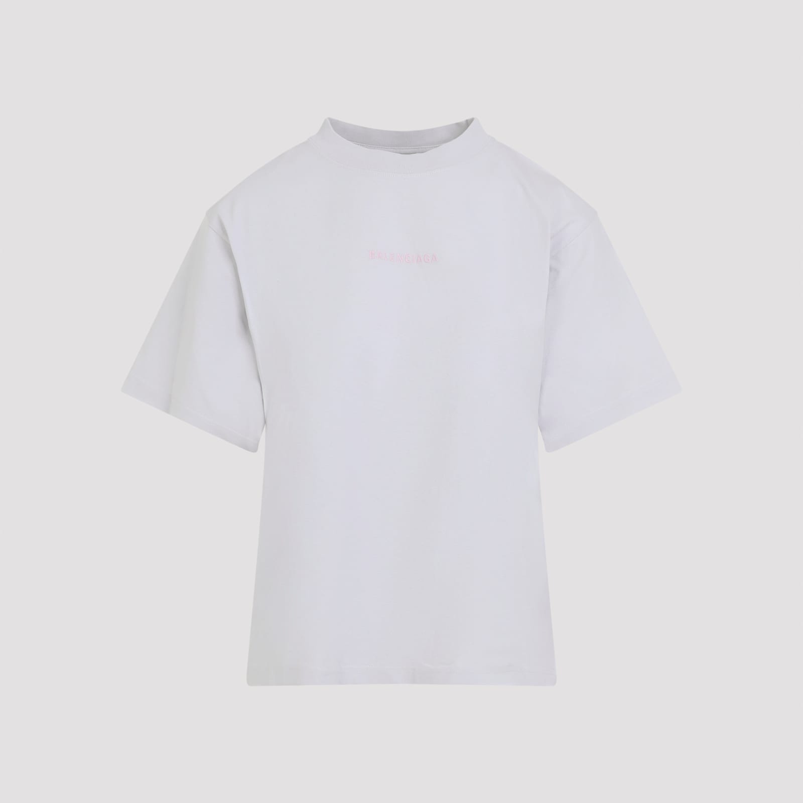 Balenciaga Cotton T-shirt With Logo Embroidery In Gray