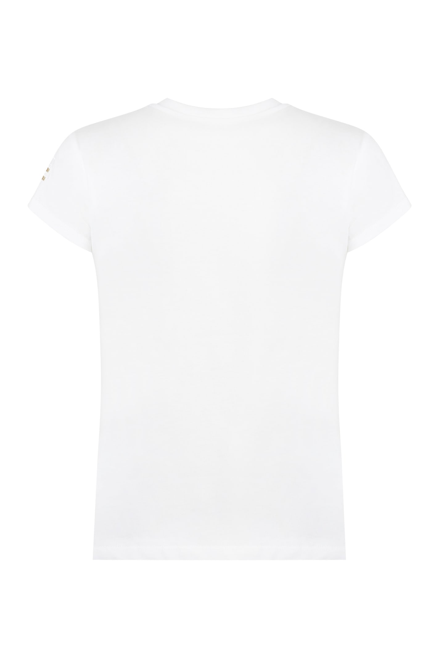 Shop Elisabetta Franchi Cotton Crew-neck T-shirt In White