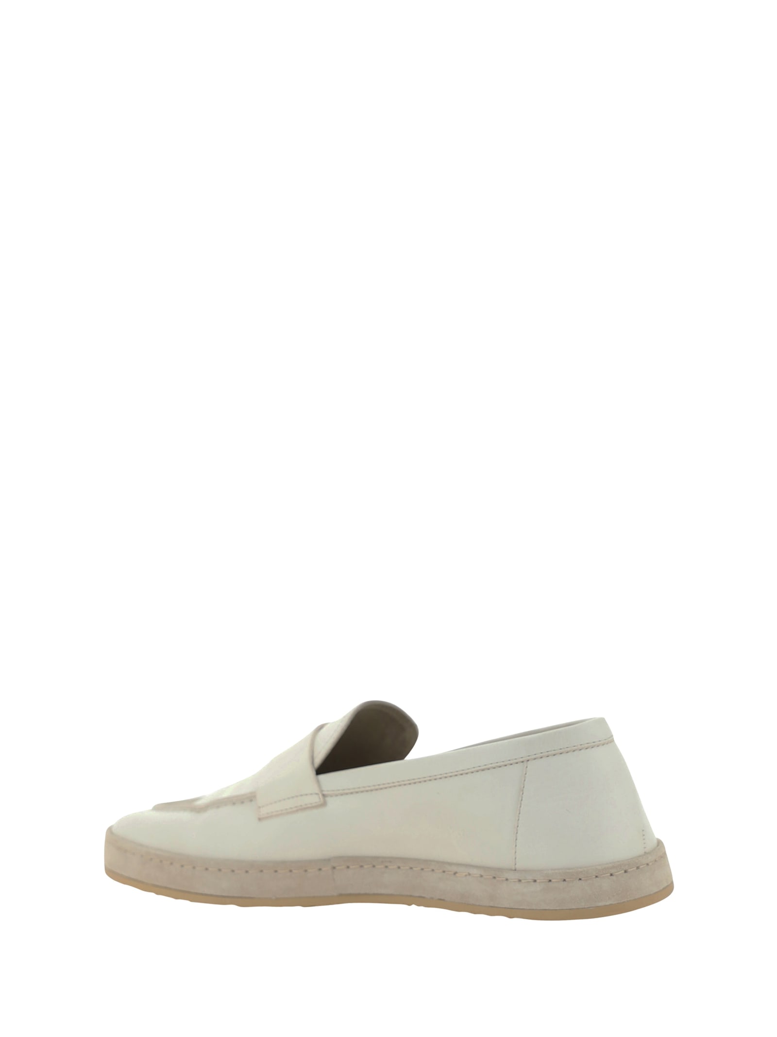 Brunello Cucinelli Leather Round Toe Espadrilles With Rubber Sole In Gold