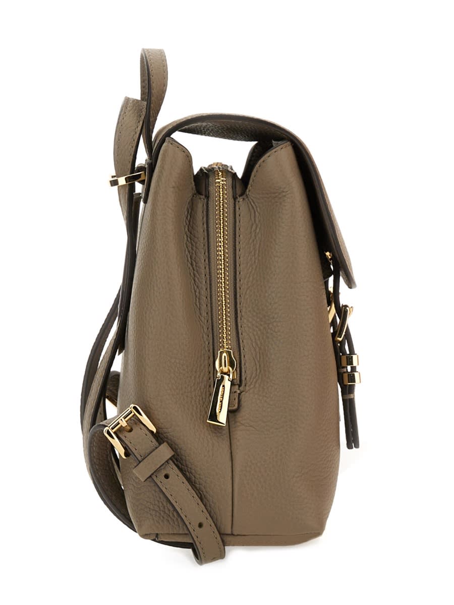 Michael Kors Leather Backpack With Adjustable Straps And Front Buckle In Nude