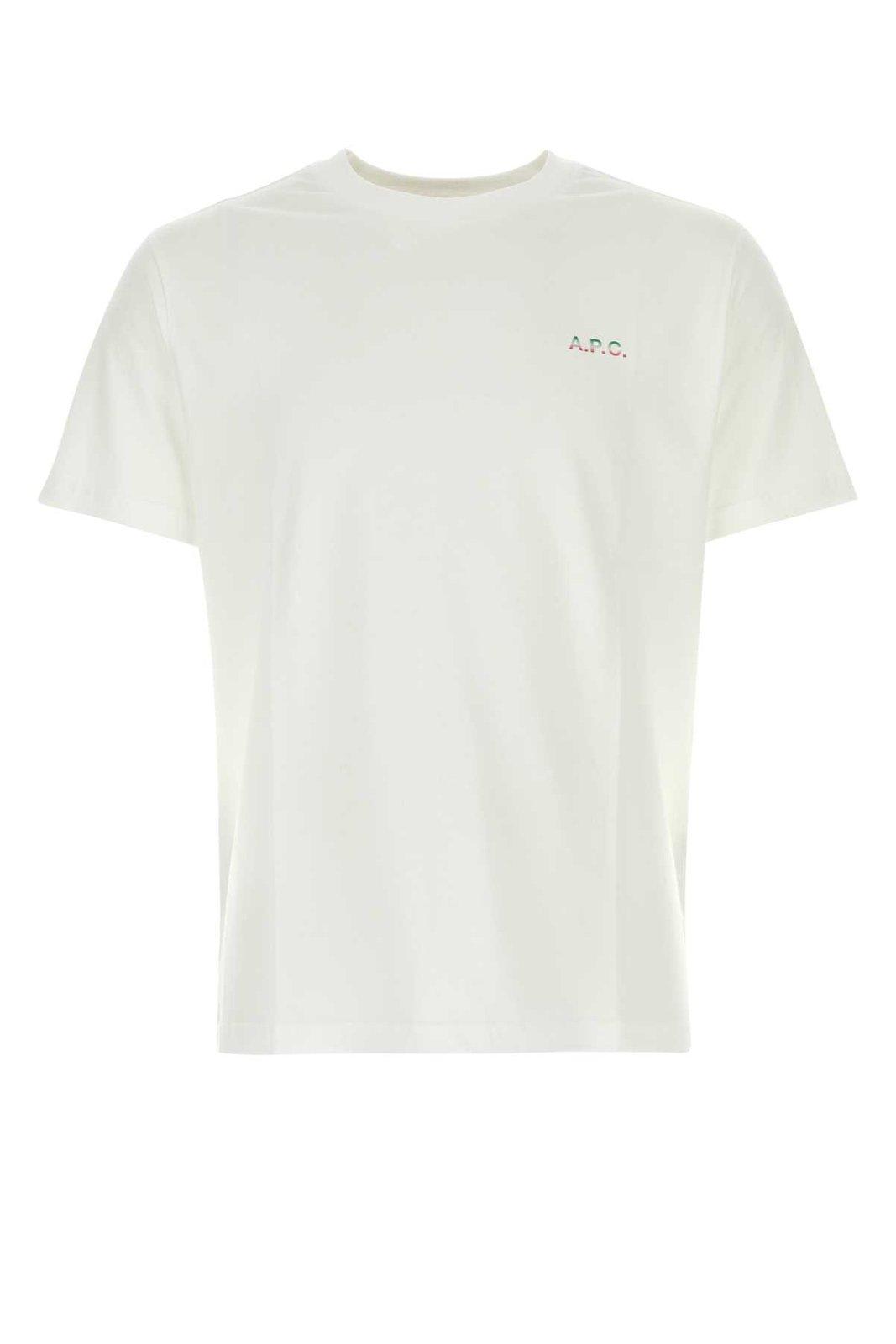 Shop Apc Logo Printed Crewneck T-shirt A.p.c. In White