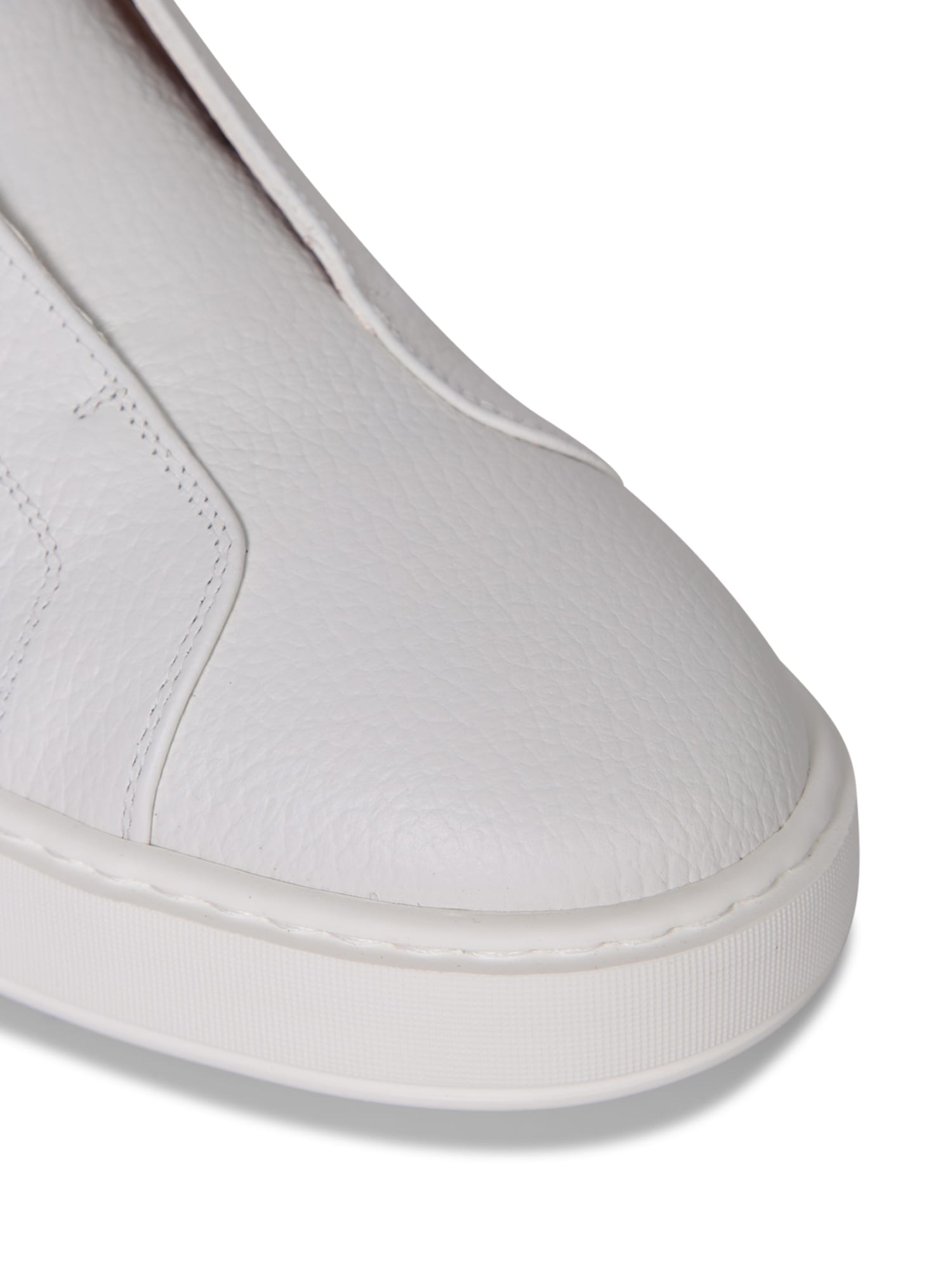 Shop Santoni Victory Grain White Sneakers