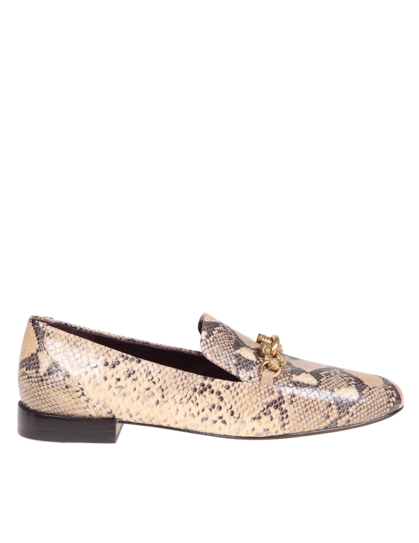 TORY BURCH PYTHON PRINT LEATHER LOAFERS