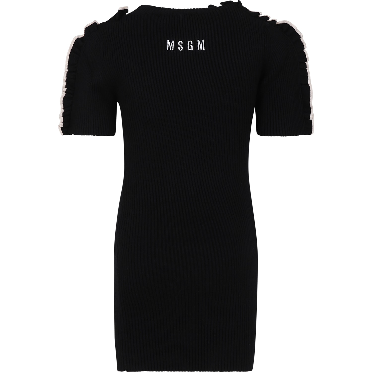 Shop Msgm Black Dress For Girl With Logo