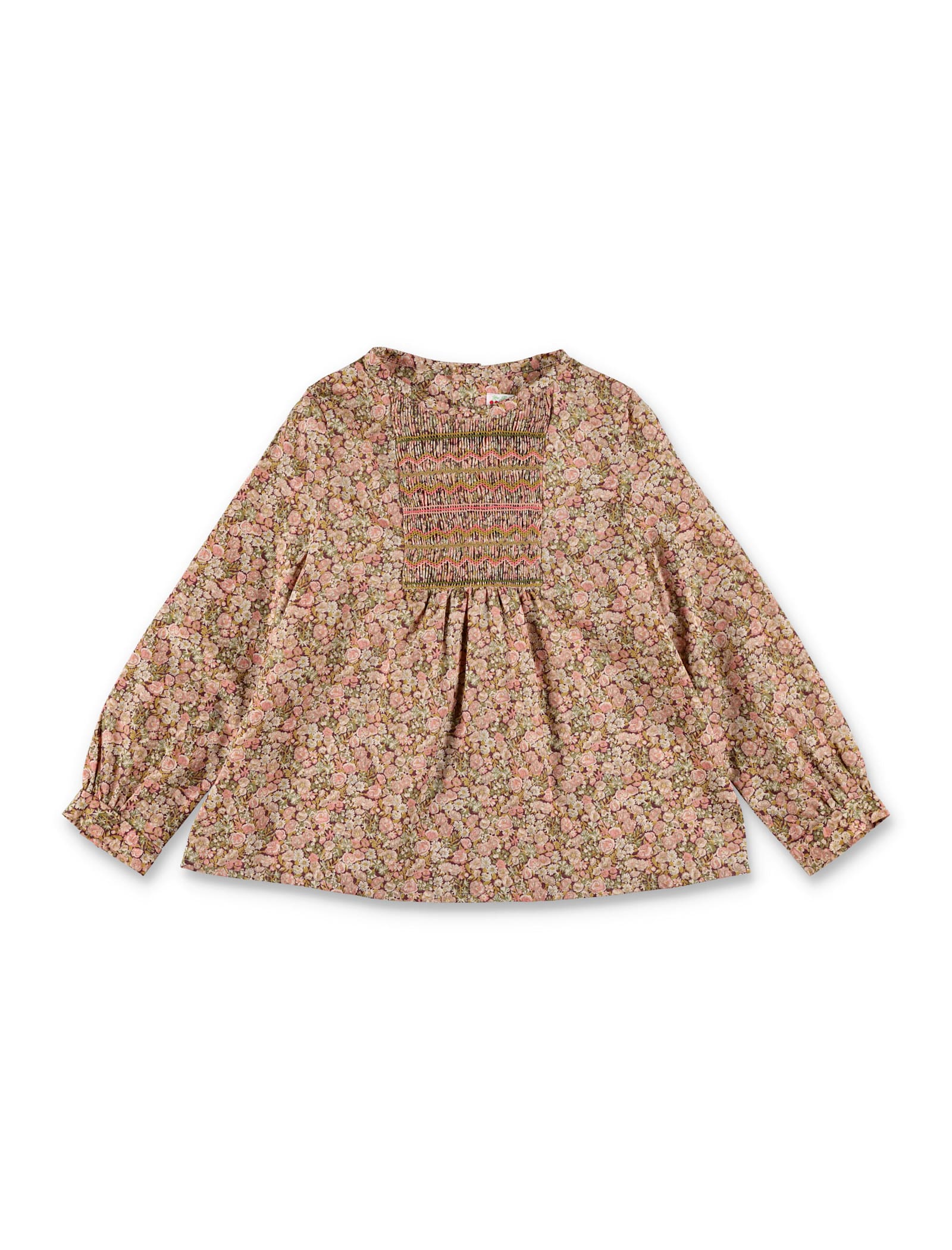 Bonpoint Juliette Floral Blouse In Liberty Cotton With Smocked Panel In Multi