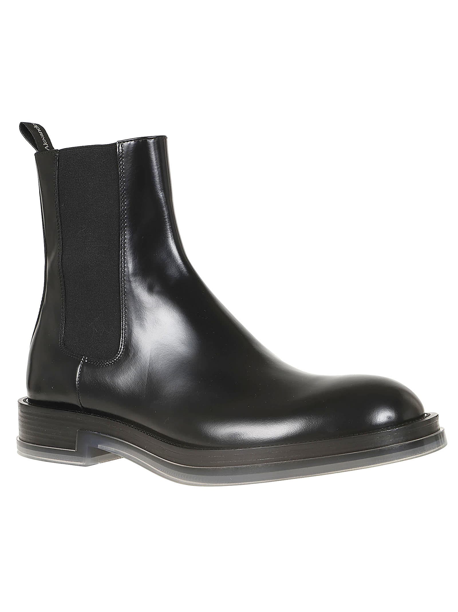 Shop Alexander Mcqueen Boot Leathe.s.leathe In Black Silver Transpa