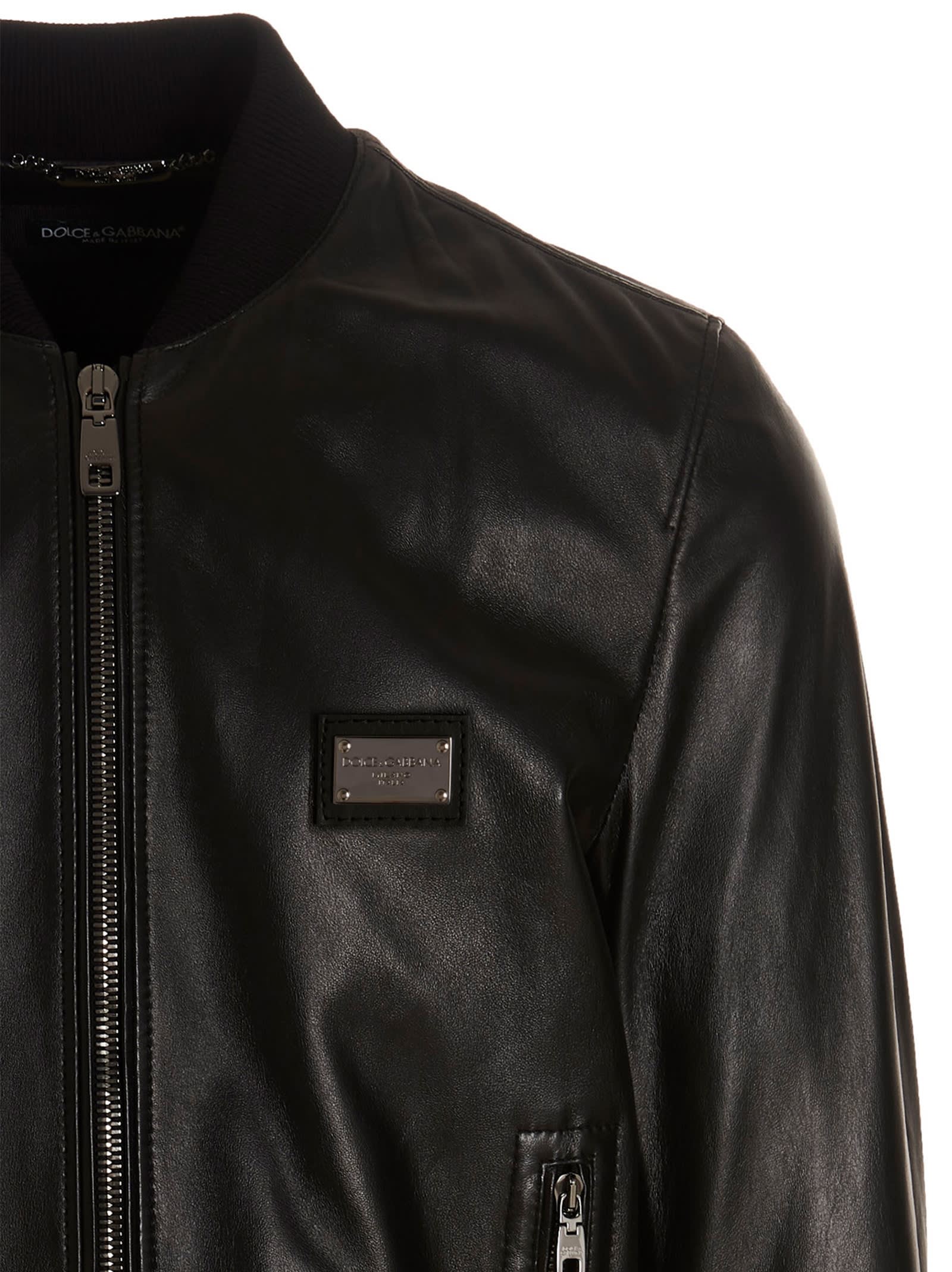 Dolce & Gabbana Black Dg Essential Bomber Jacket In Black