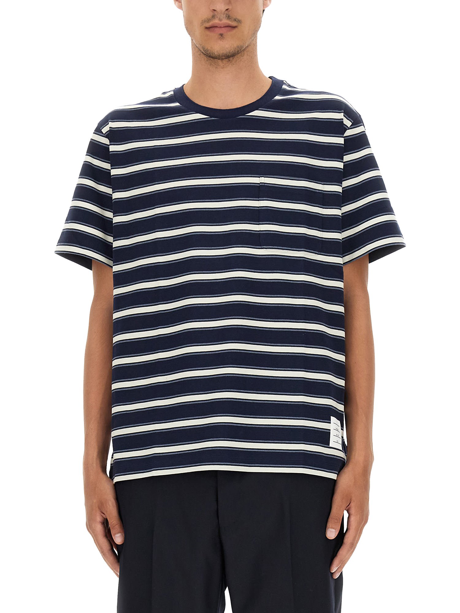 THOM BROWNE T-SHRIT WITH STRIPE PATTERN