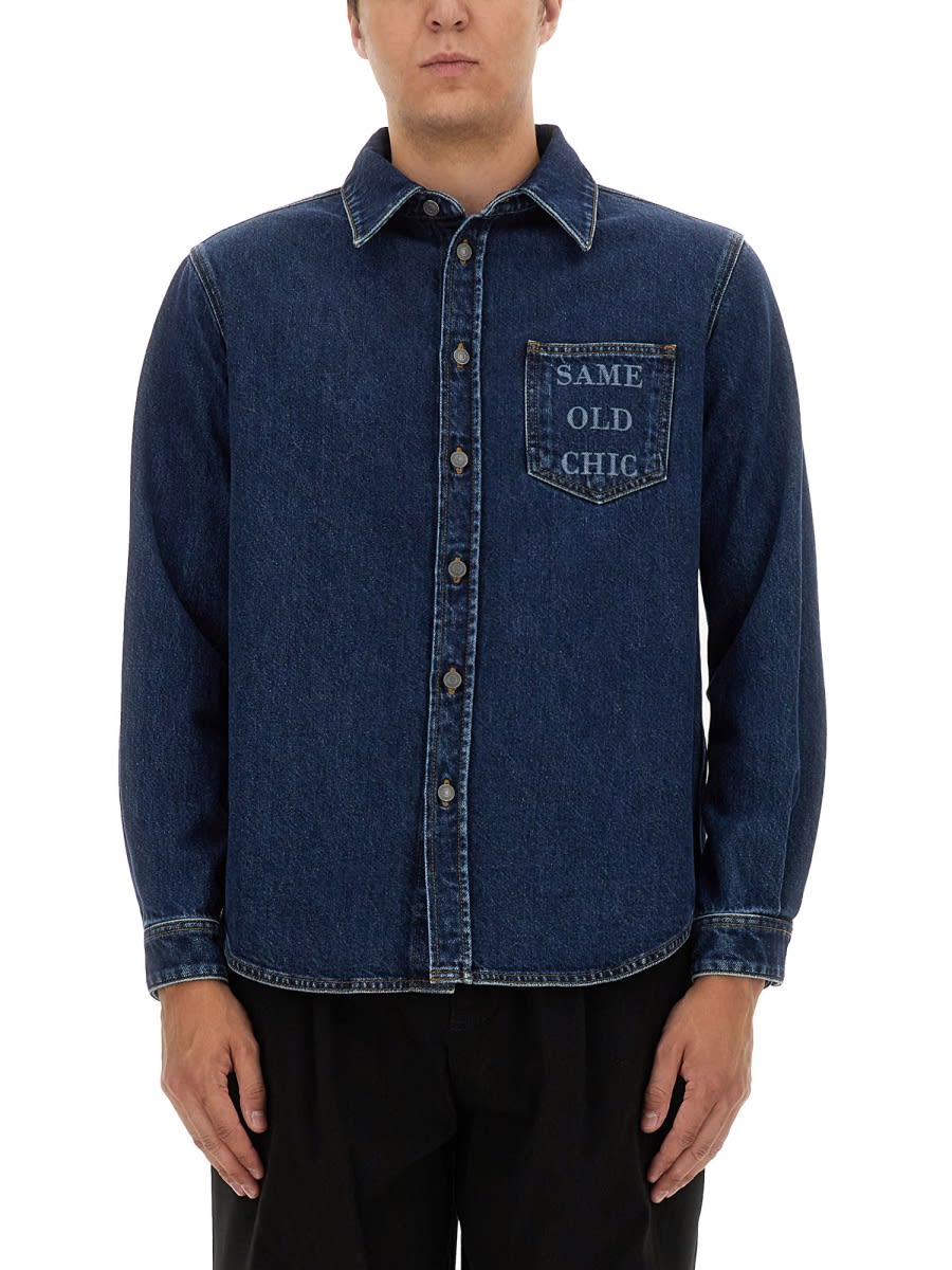 Shop Moschino Same Old Chic Shirt In Denim