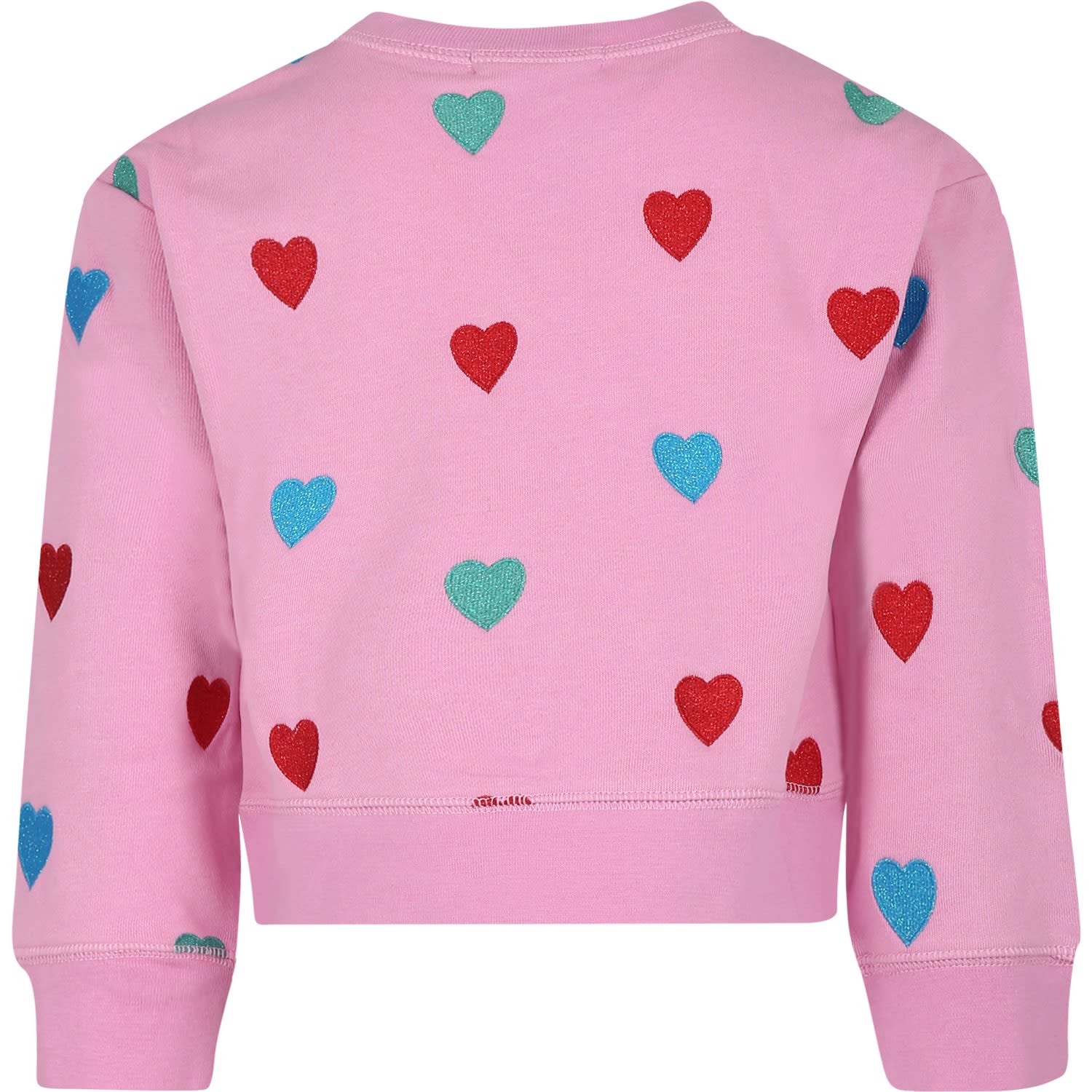 Shop Stella Mccartney Pink Sweatshirt For Girl With Hearts