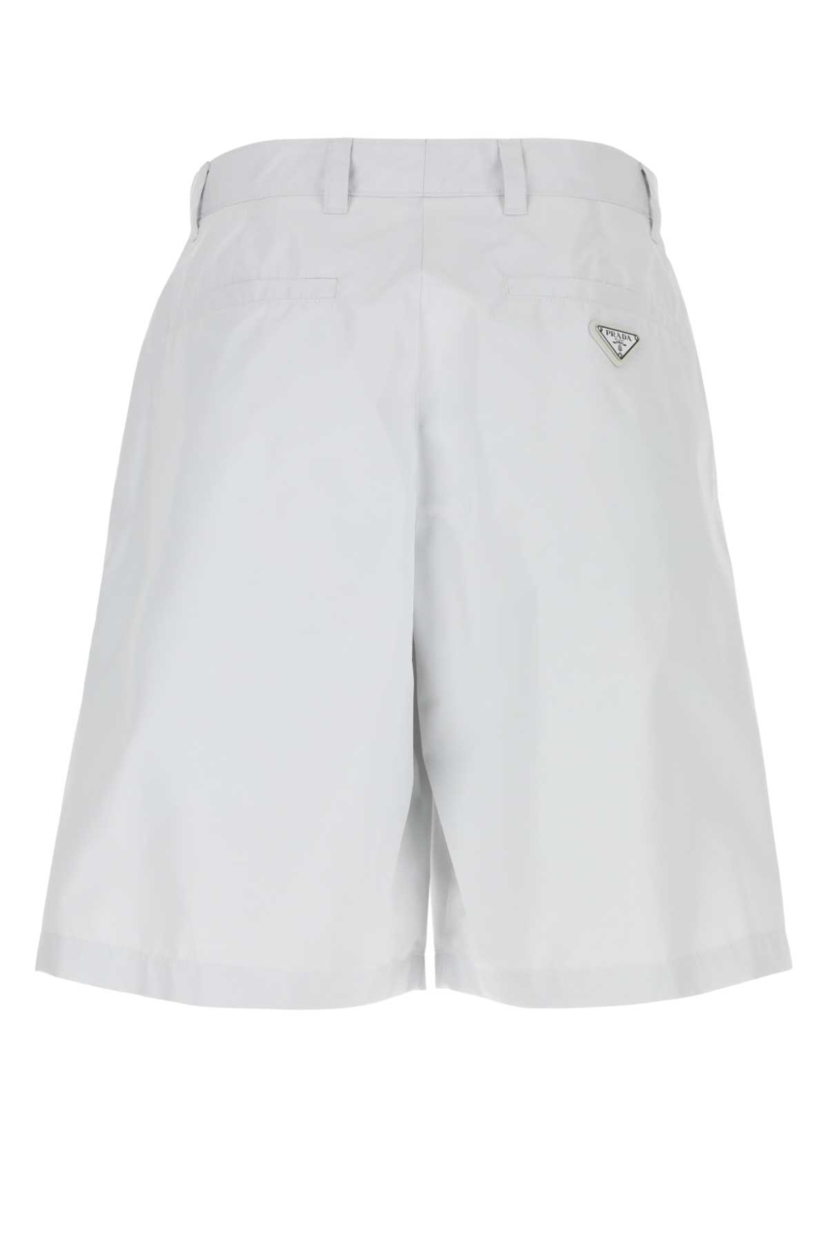 Prada White Nylon Blend Bermuda Shorts In F0009