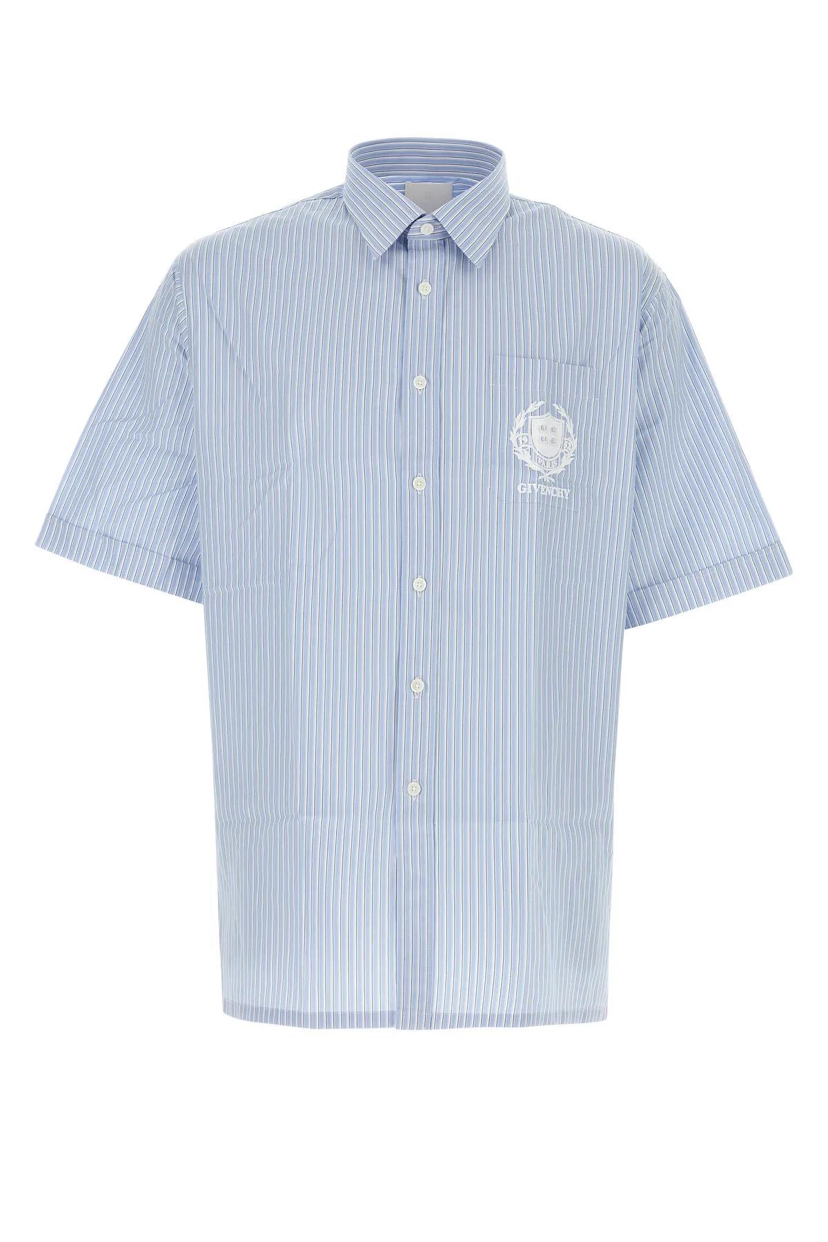 Shop Givenchy Embroidered Poplin Shirt In Azzurro