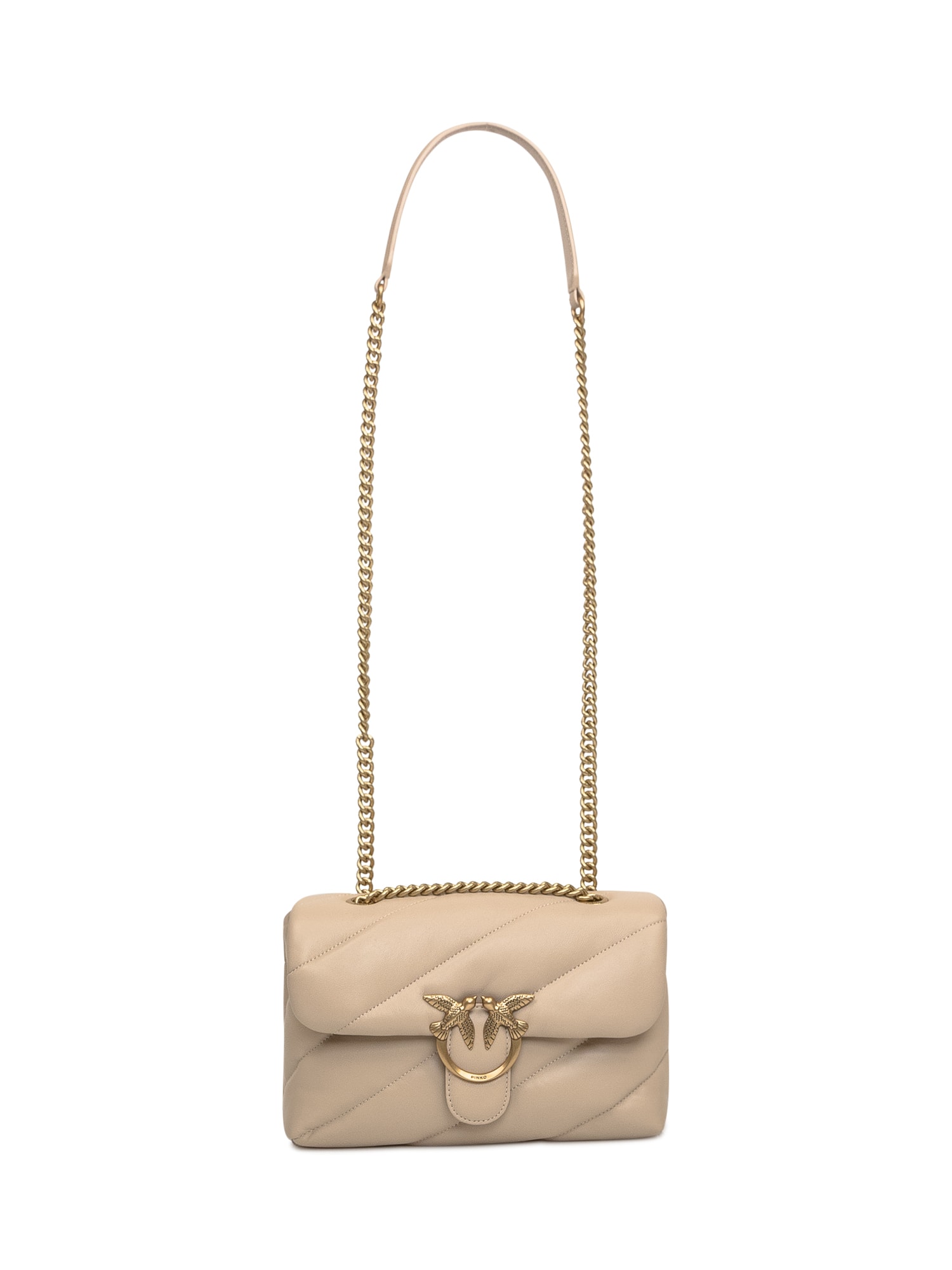 Shop Pinko Love Puff Bag In Beige-grigio Fumo-antique