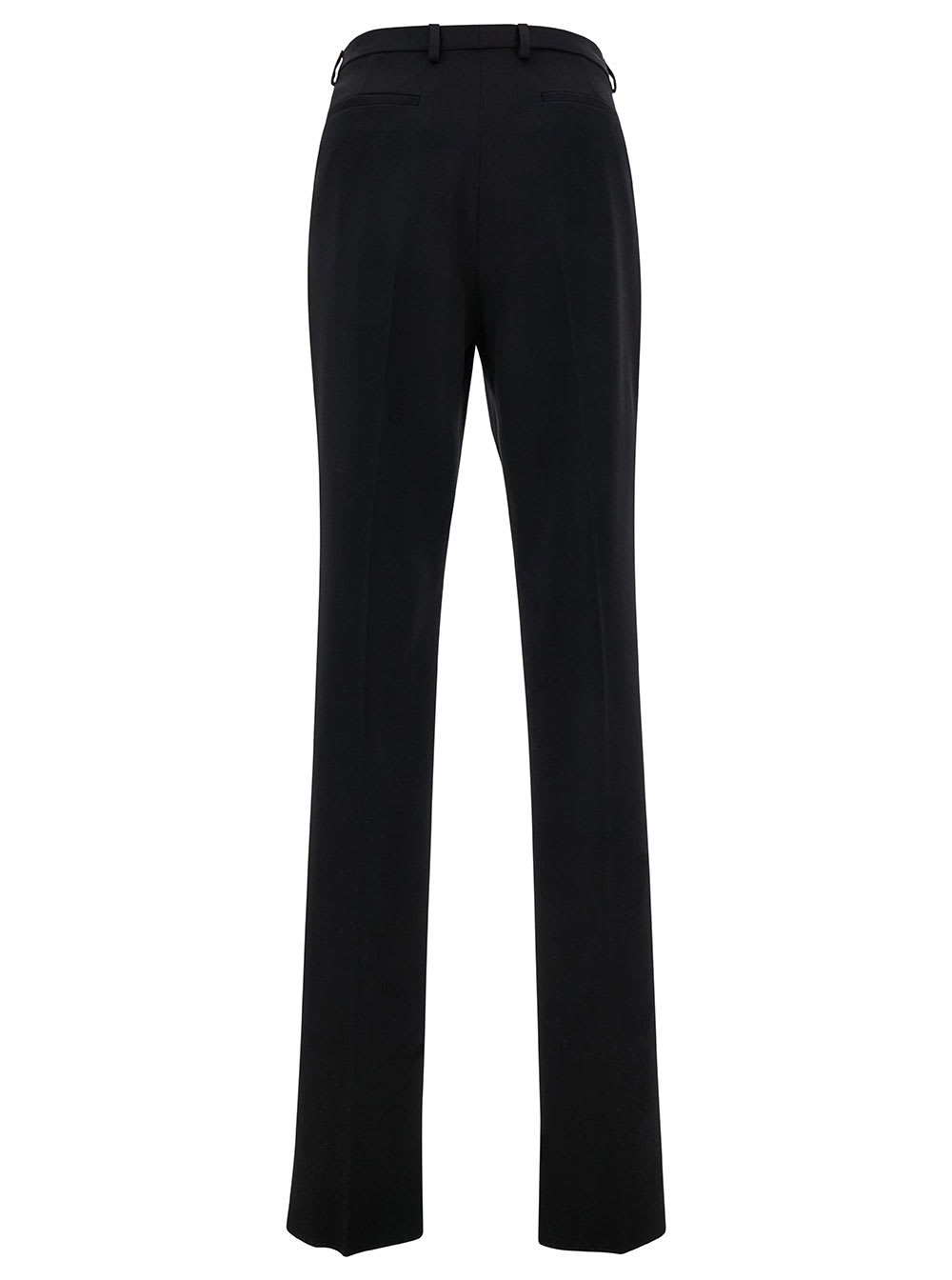 Shop Saint Laurent Black Smoking High-waisted Pants With Covered Button In Grain De Poudre Man