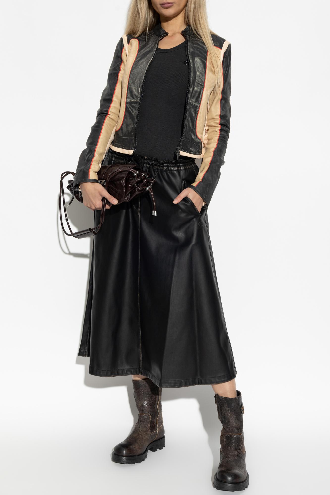 Diesel O-blivion Midi Skirt With Elastic Waist In Black