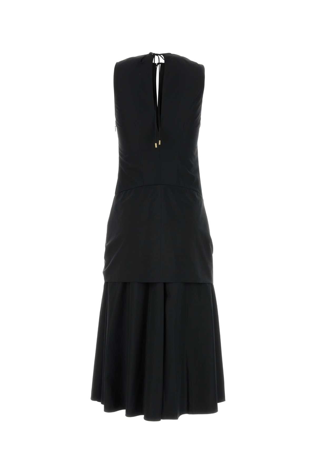 Loewe Poplin Dress With Bow Detail And Midi Length In Black