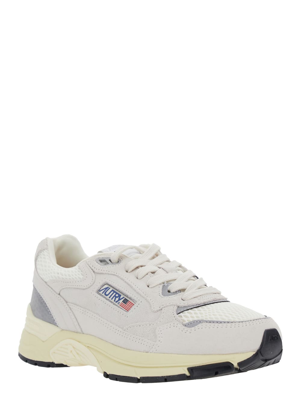 Autry Hyperway White Low Top Sneakers With Logo Patch On Side And Tongue In Suede And Mesh Woman In Neutral