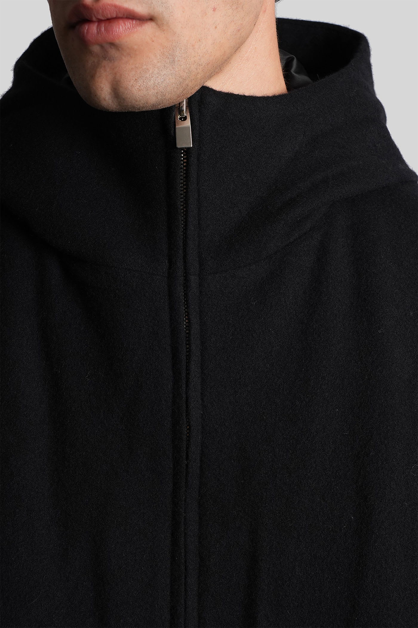 Attachment Casual Jacket In Black Wool In Black