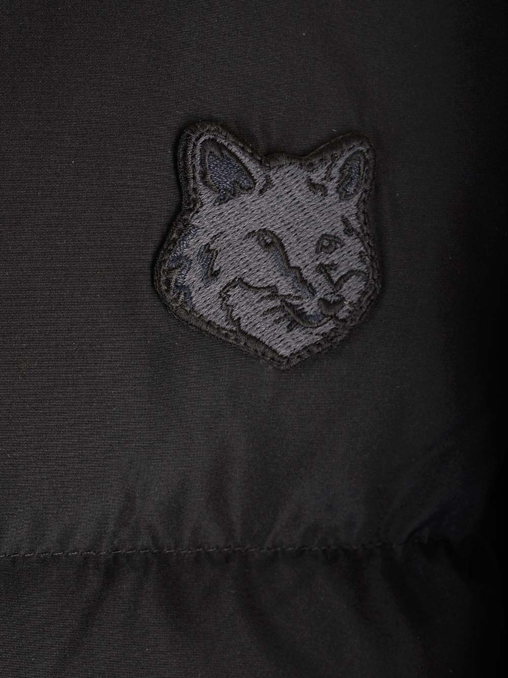 Shop Maison Kitsuné Black Down Jacket With Logo Patch