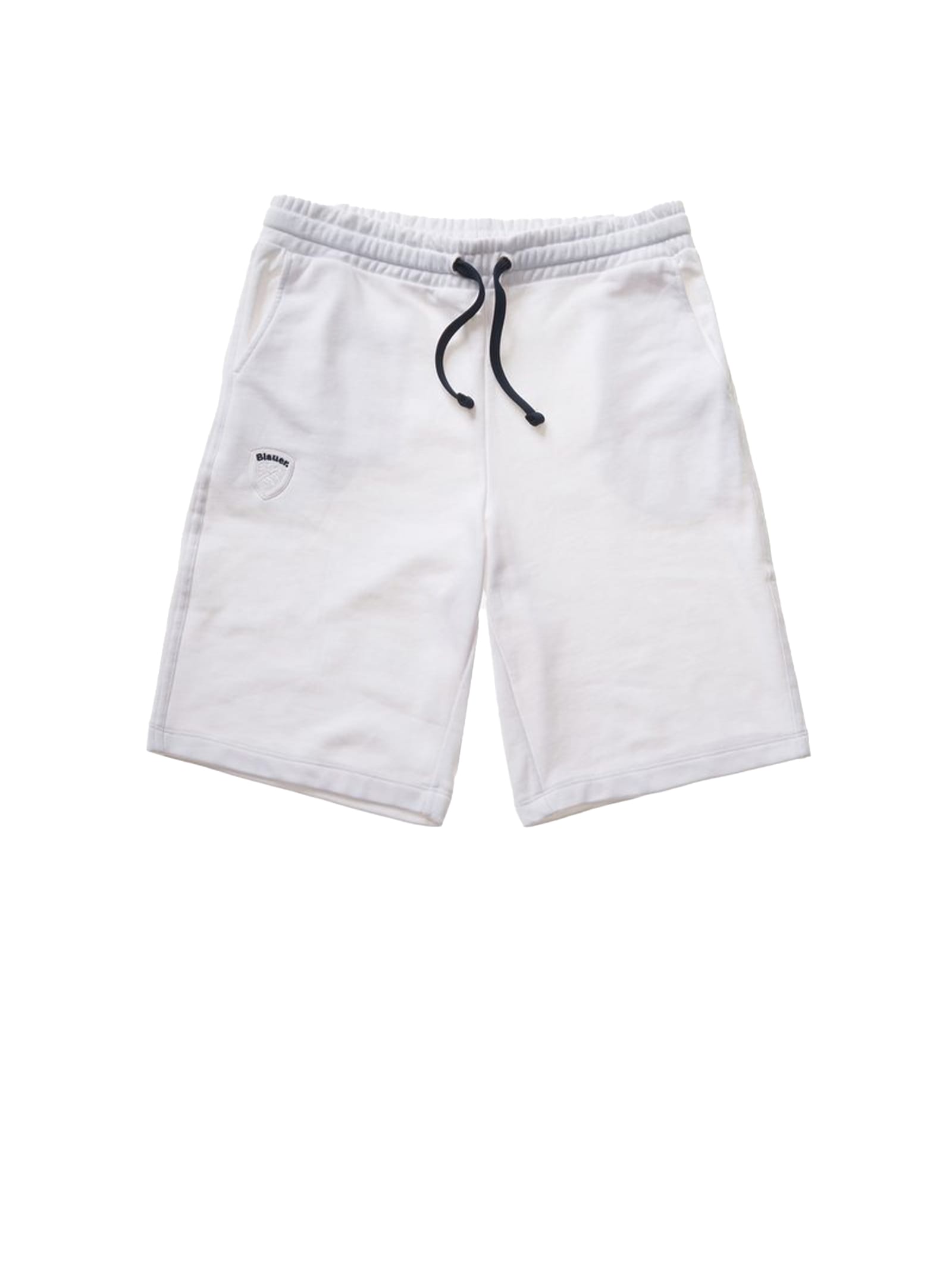 Shop Blauer Bermuda Shorts In White Fleece In Bianco Ottico