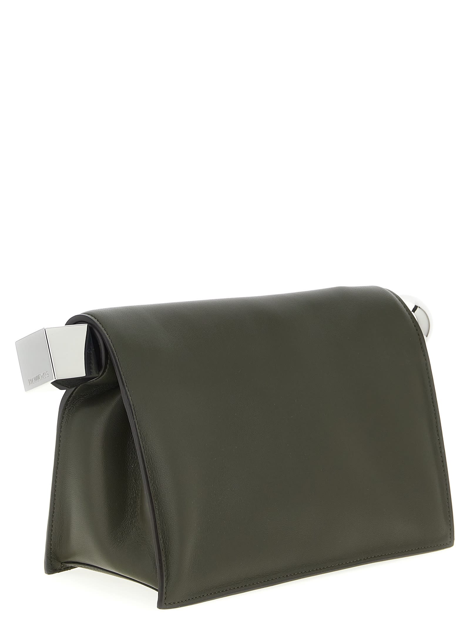 Jacquemus Dark Khaki Rond Carre Clutch In Green