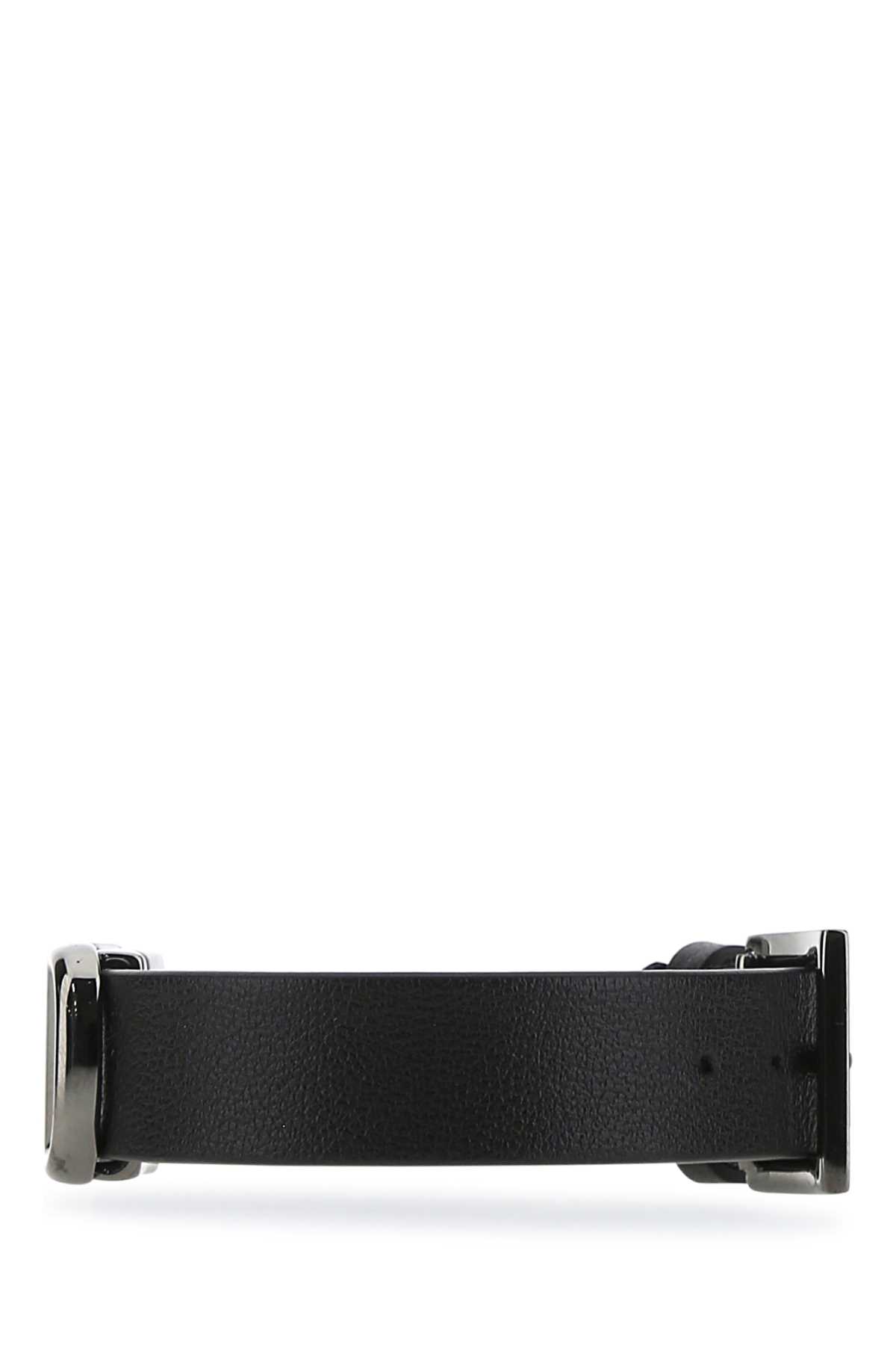 Shop Valentino Black Leather Vlogo Bracelet In Nero