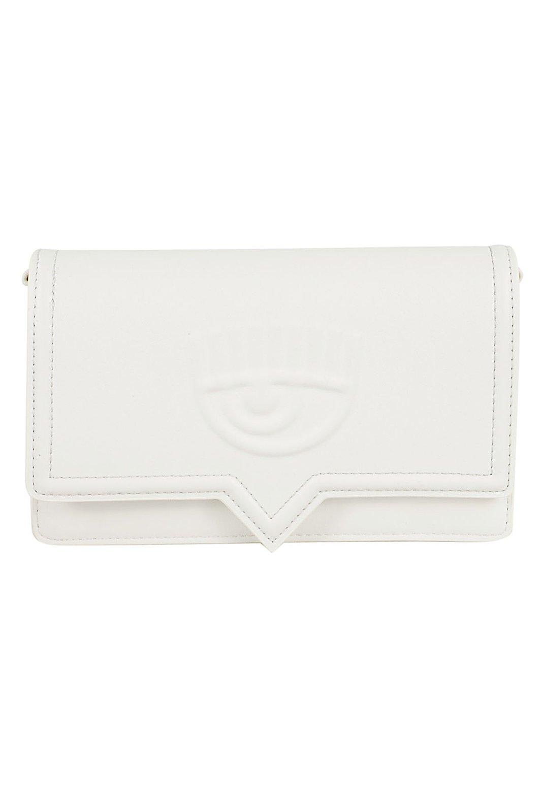Shop Chiara Ferragni Eyelike Foldover Crossbody Bag In White