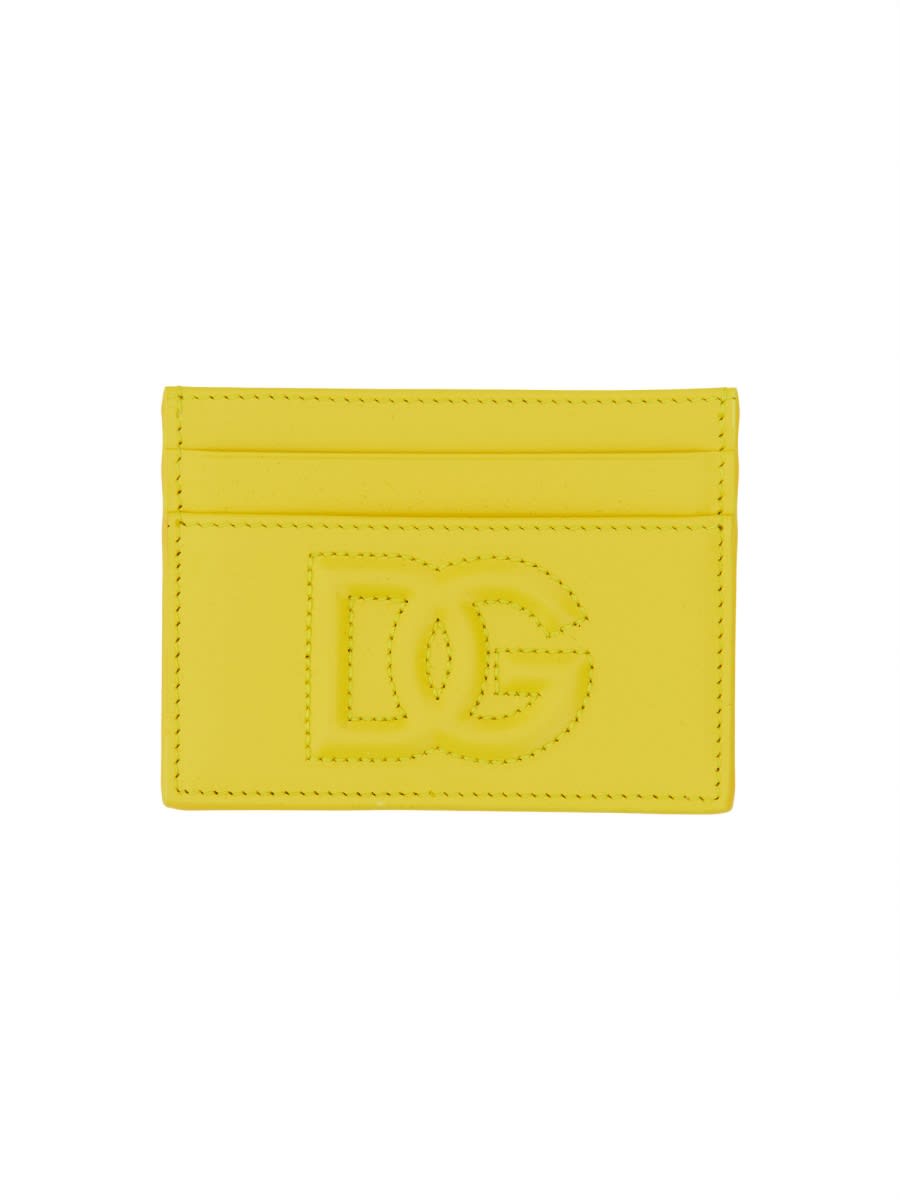Shop Dolce & Gabbana Leather Card Holder In Yellow