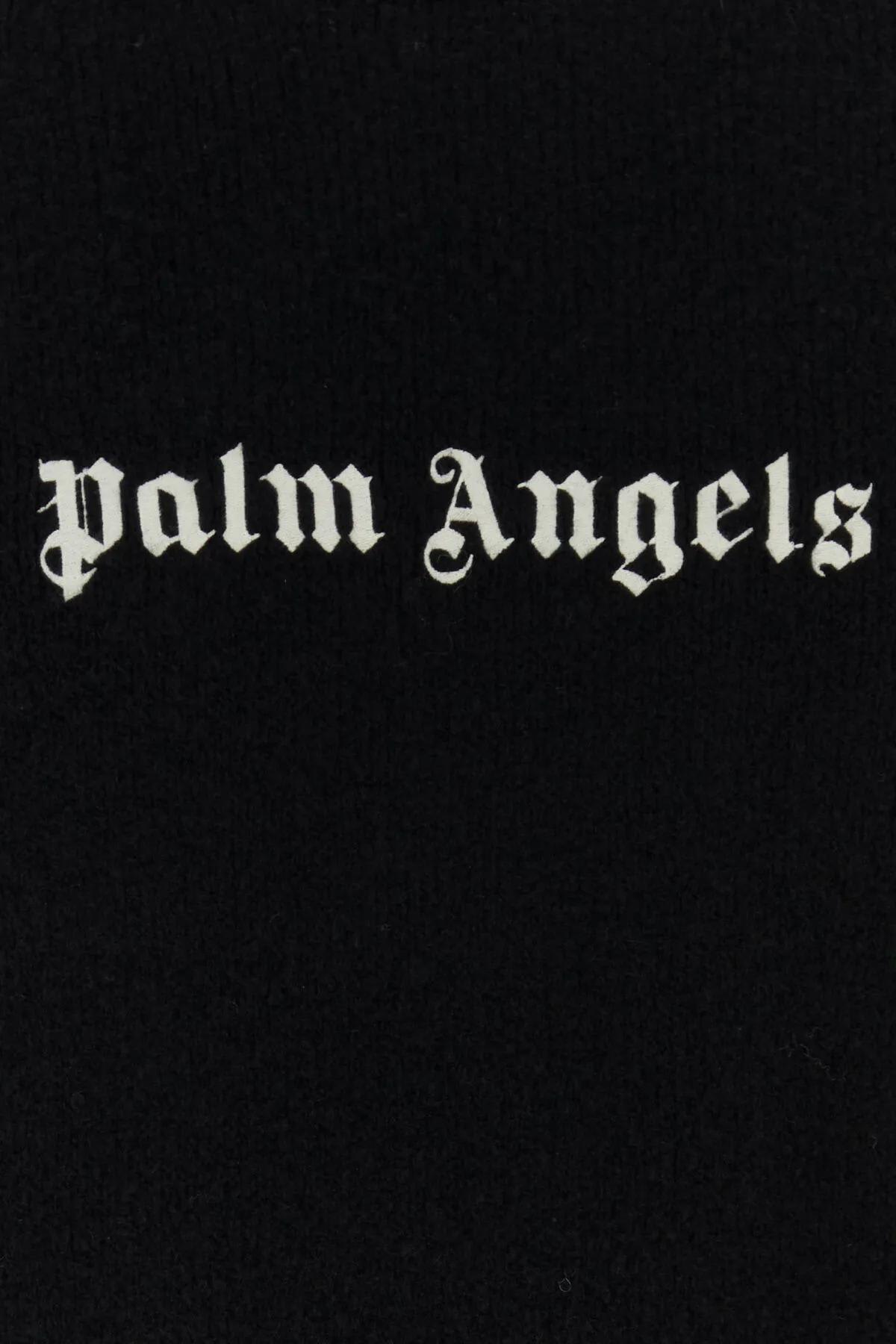 Shop Palm Angels Black Stretch Wool Blend Sweater In Black Off White