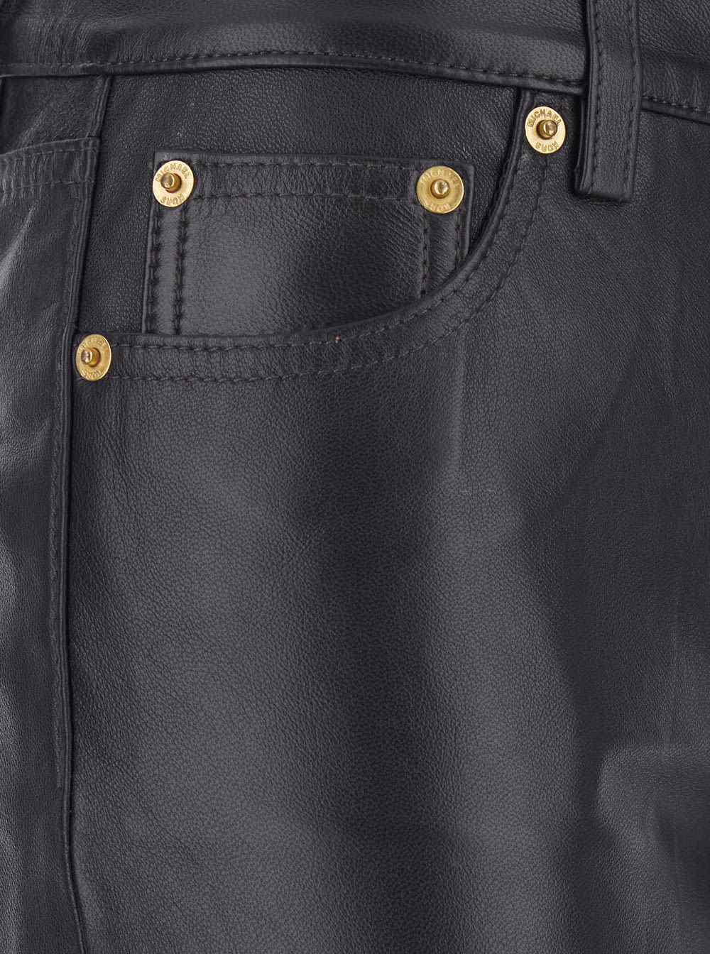 Michael Michael Kors Brown Pants With Belt Loops In Leather Woman In Black