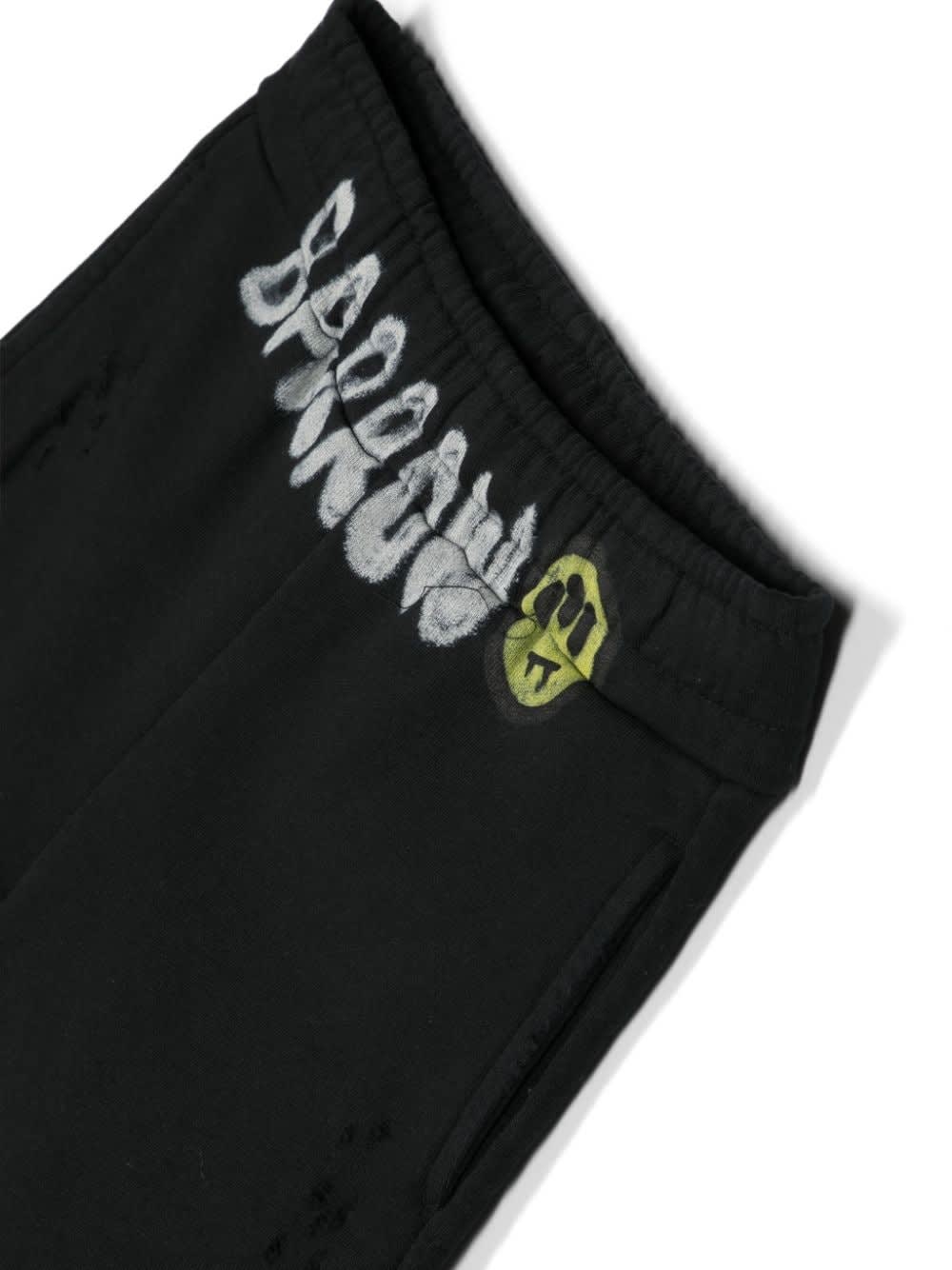 Shop Barrow Black Cotton Shorts With Logo