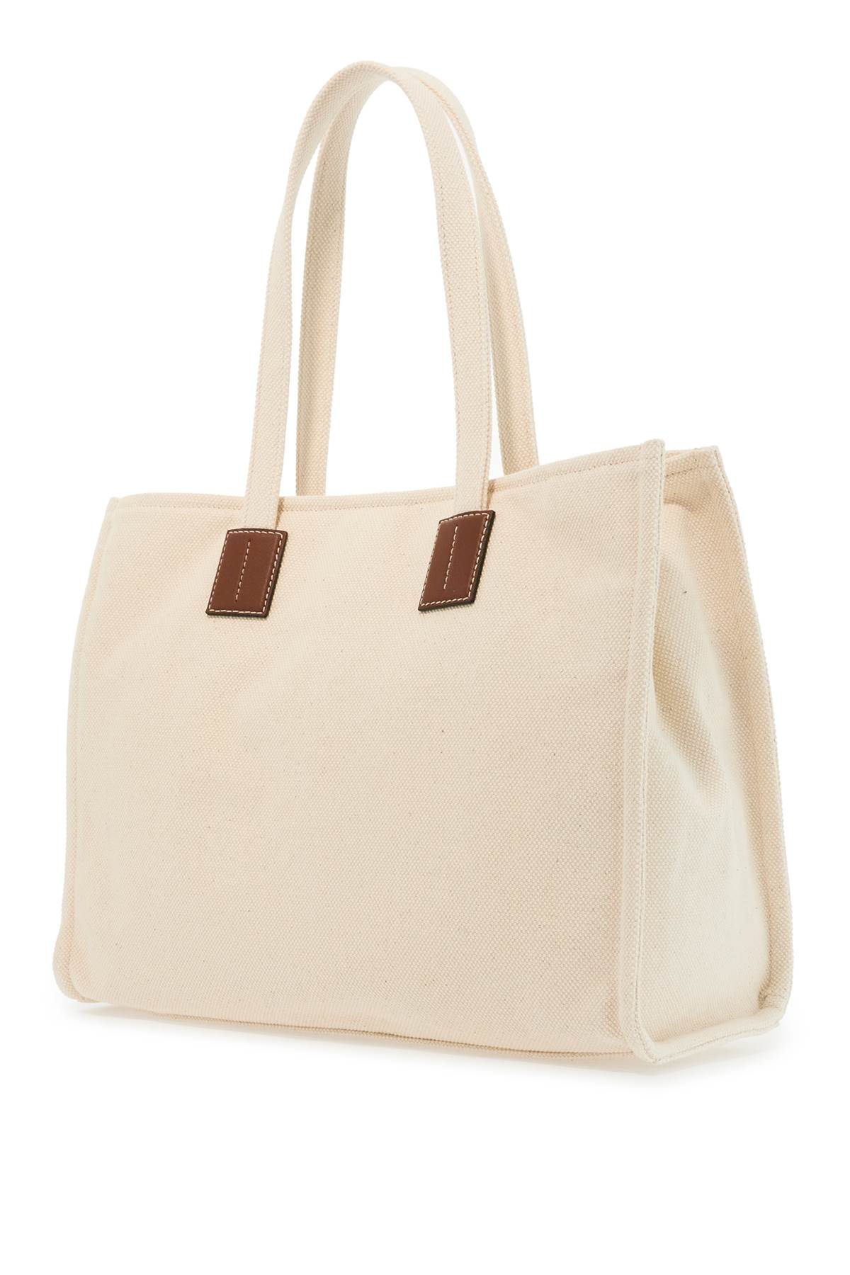 Shop Bally East/west Akelei Canvas Tote In Natural/cuero+oro