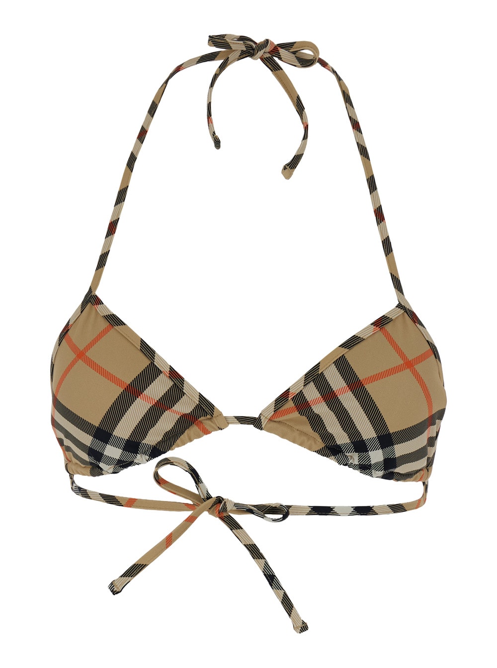 Shop Burberry Ekd Ww Bikini Top In Beige