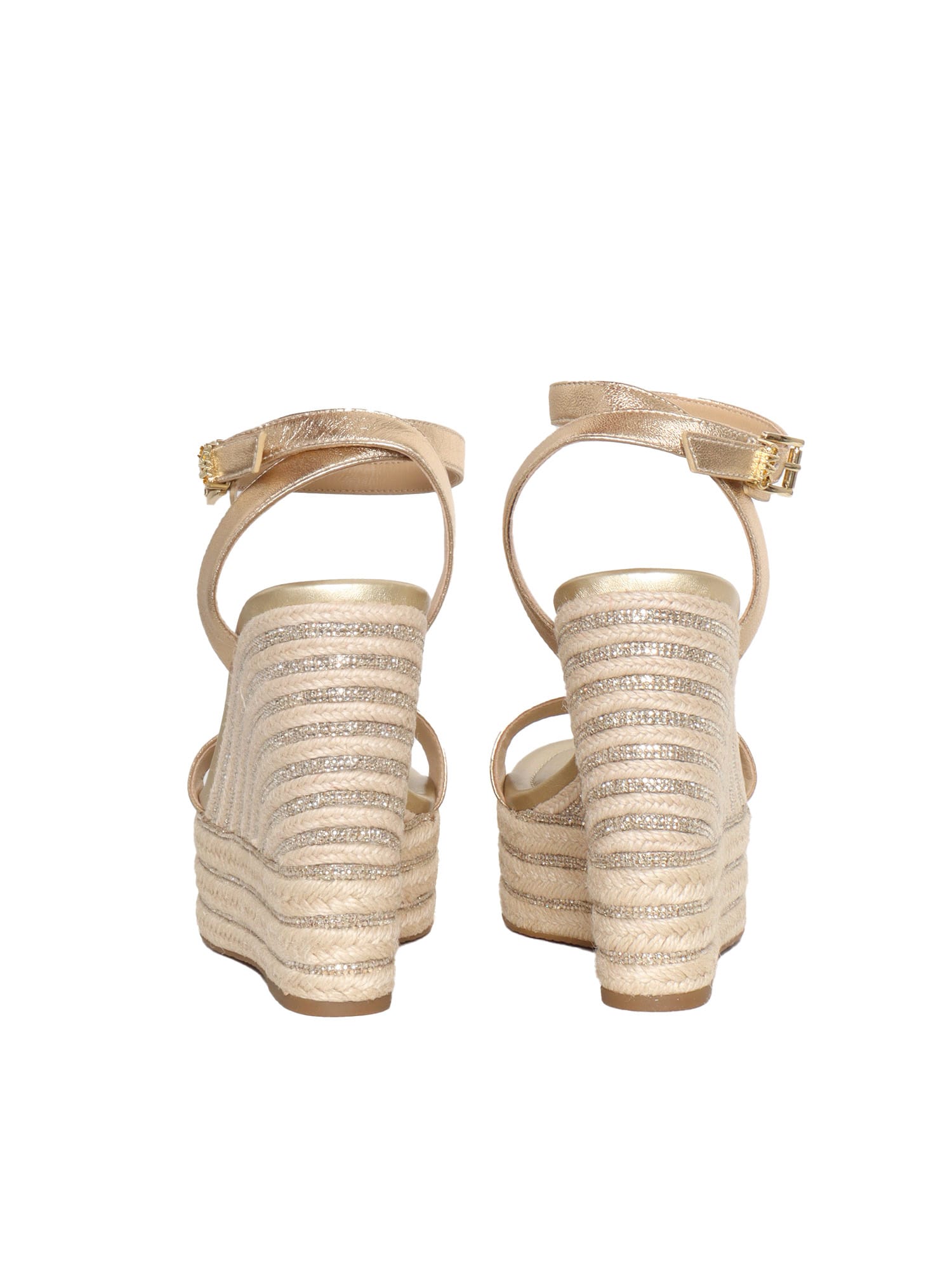 Shop Michael Kors Leighton Wedge Sandals In Gold