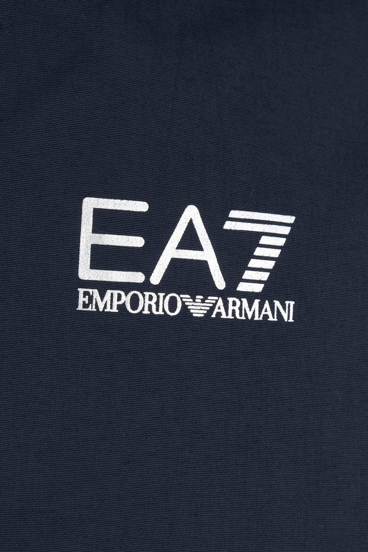 Ea7 Core Identity Hooded Bomber In Technical Fabric In Blue Silver Logo