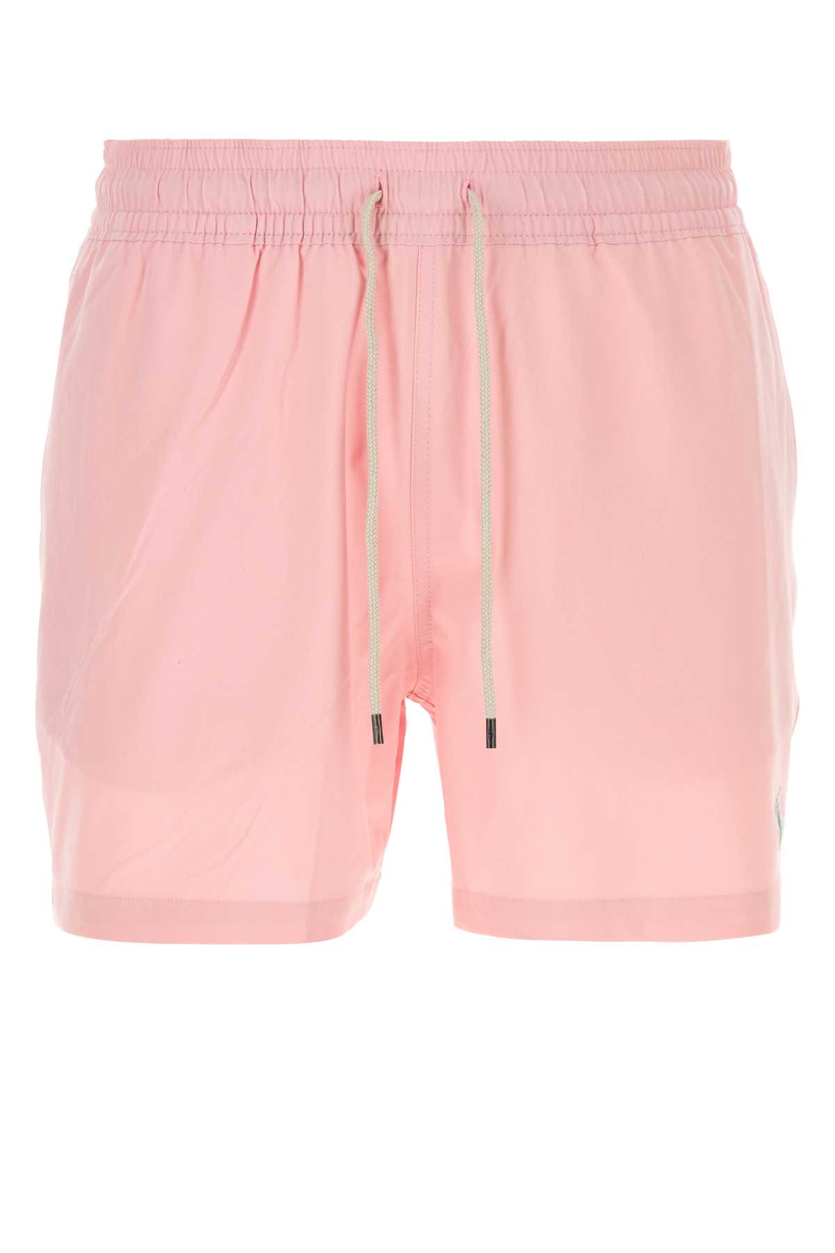 Shop Polo Ralph Lauren Pink Stretch Polyester Swimming Shorts In Gardenpink