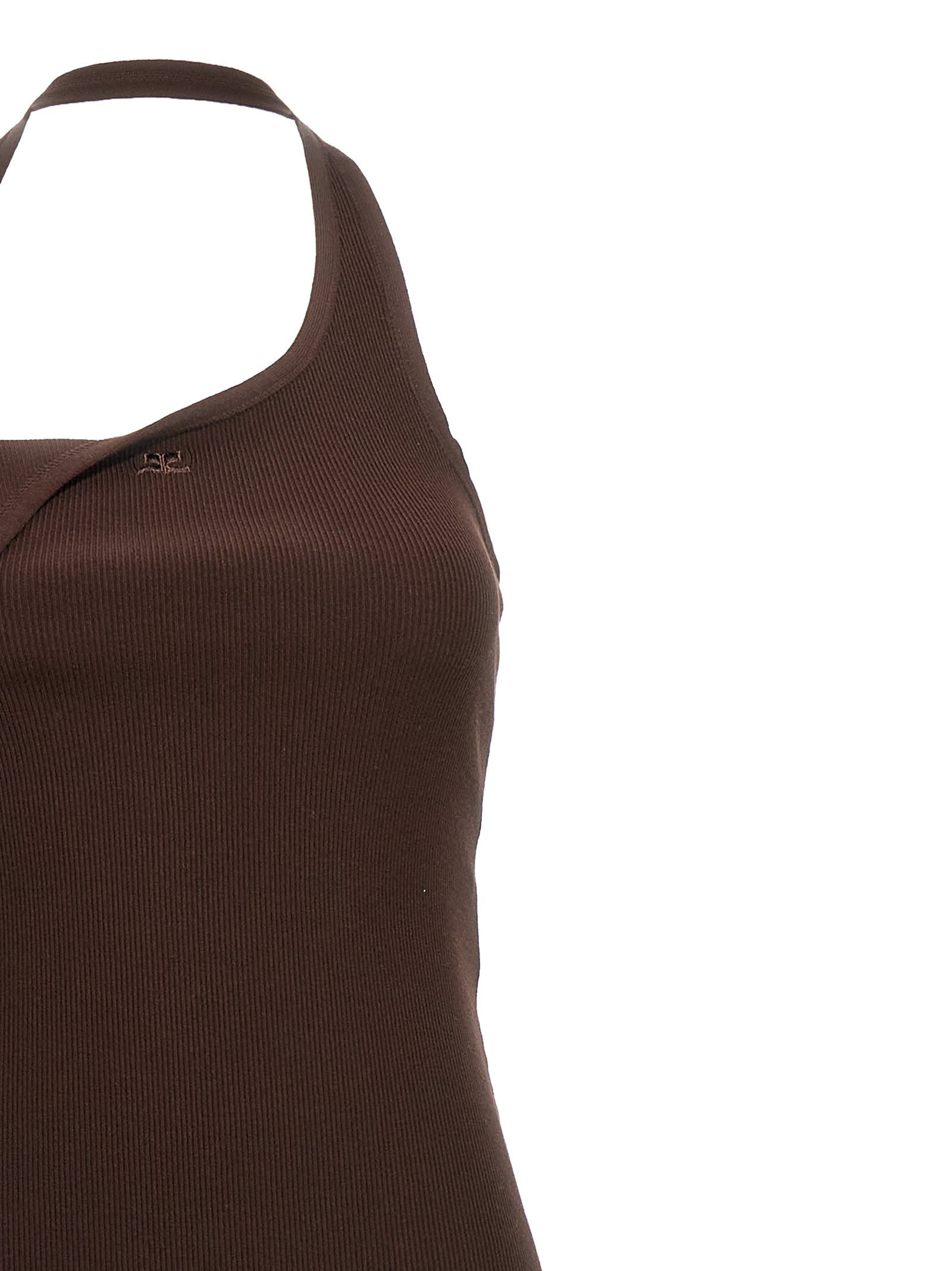 Shop Courrèges Undressed Light Knit Dress In Brown