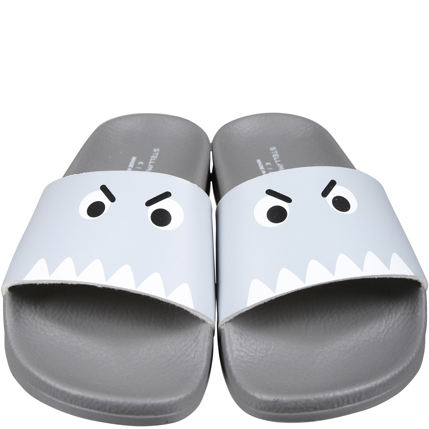 Shop Stella Mccartney Gray Slippers For Boy With Shark In Grey