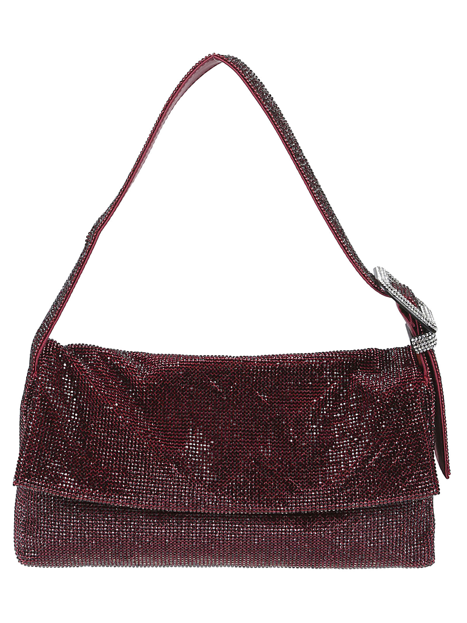 Benedetta Bruzziches Large Vitty Crystal-embellished Shoulder Bag In Burgundy